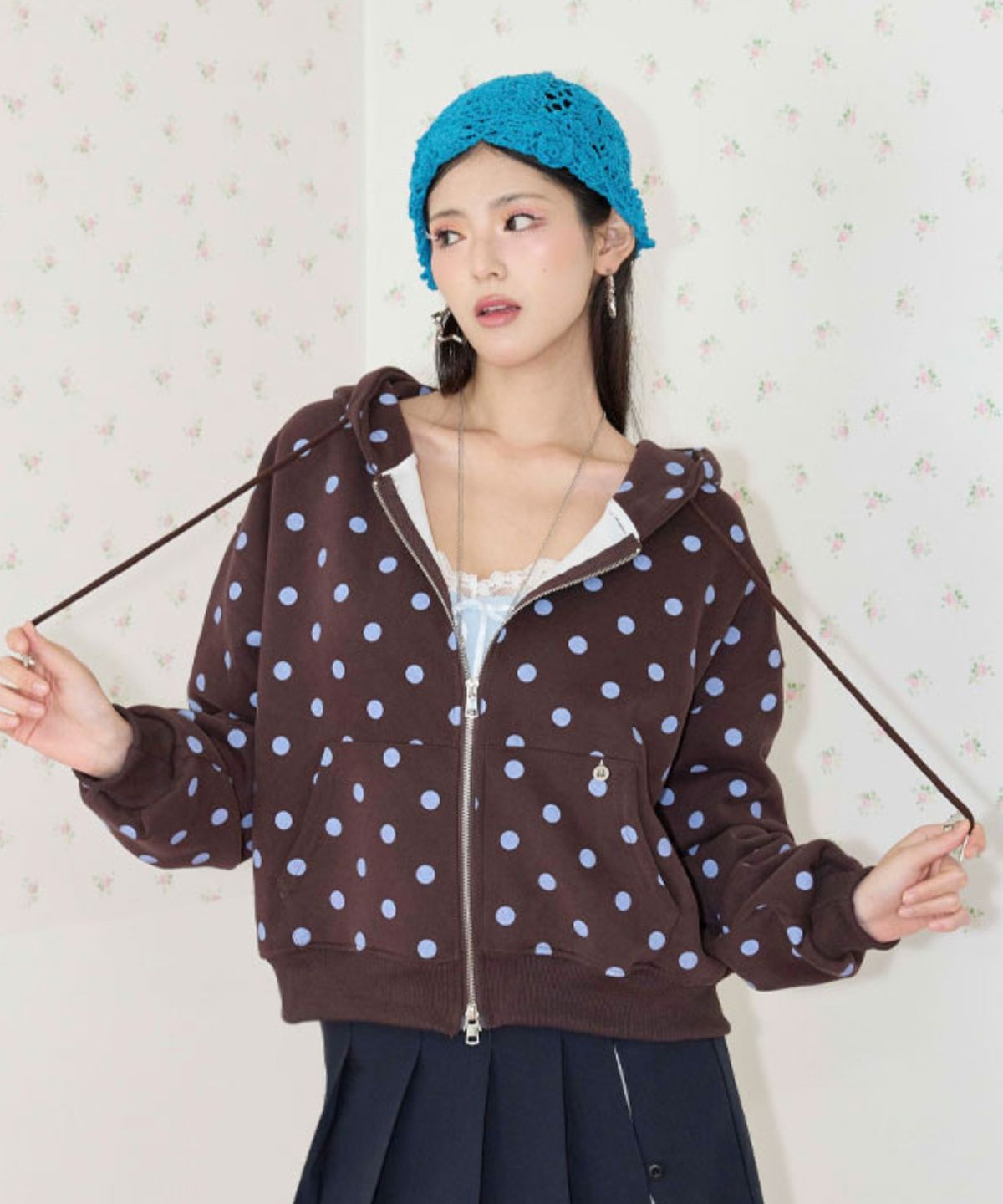 쿨키튼(KOOLKITTEN) Polka Dot Zip-Up Hoodie 3colors