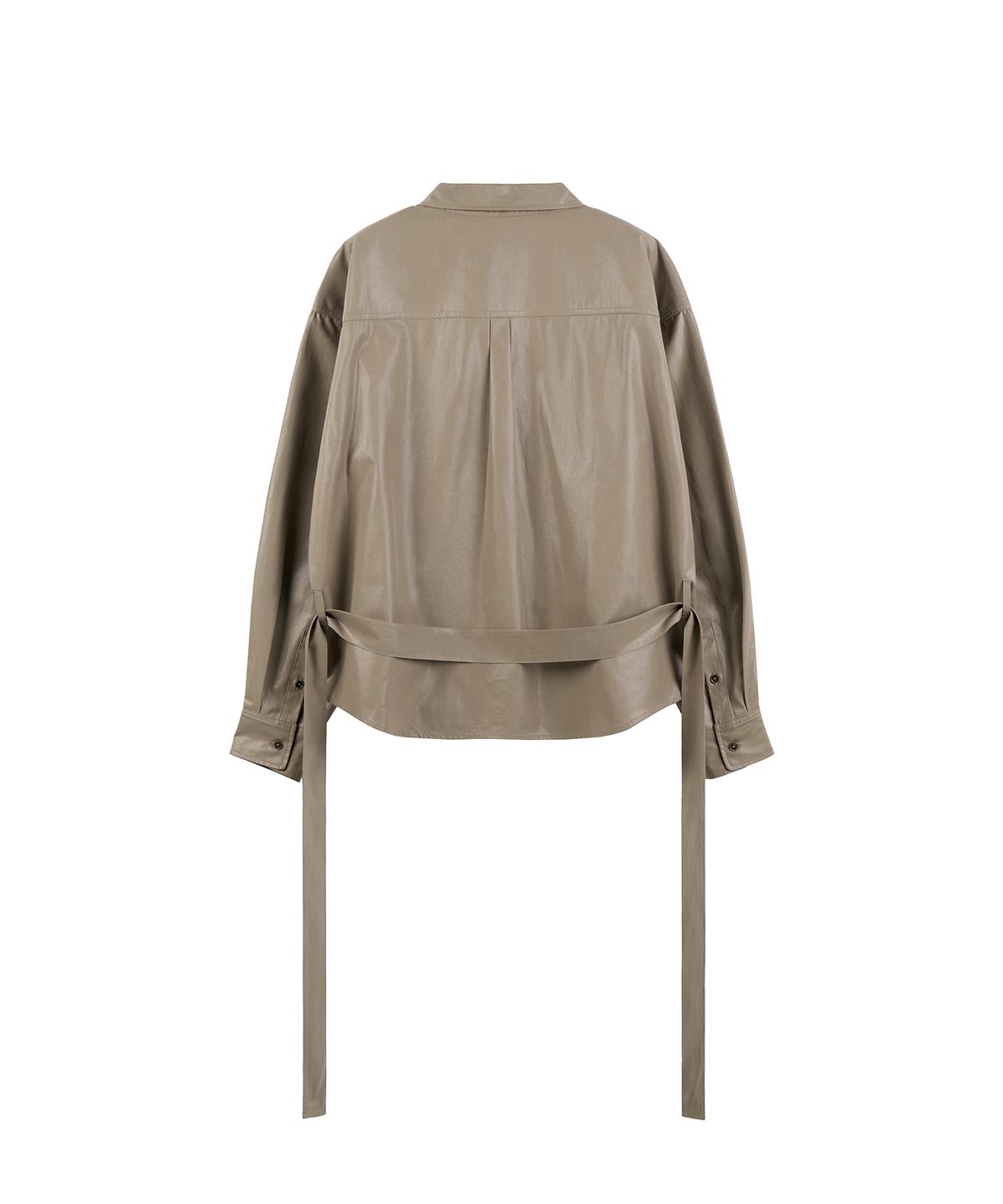 지제뮤지엄(ZIZEMUSEUM) OVERSIZED GLOSSY SHIRT JACKET (ASH BEIGE)