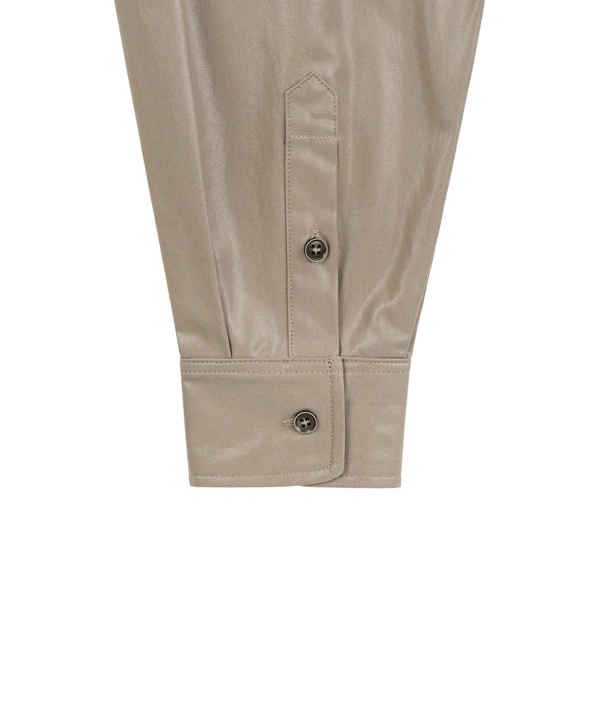 지제뮤지엄(ZIZEMUSEUM) OVERSIZED GLOSSY SHIRT JACKET (ASH BEIGE)