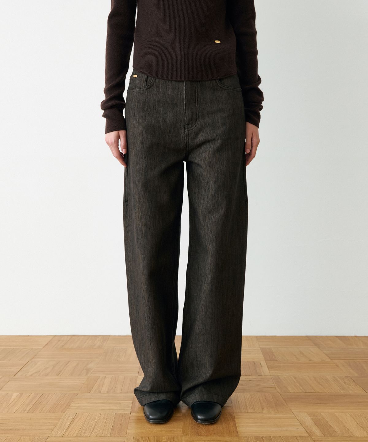 르메메(LEMEME) Parisien Washing Denim Pants_Brown