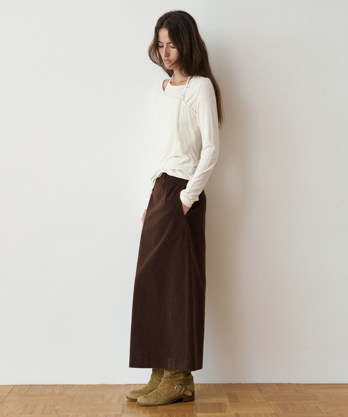 르메메(LEMEME) Moire Maxi Skirt_3colors
