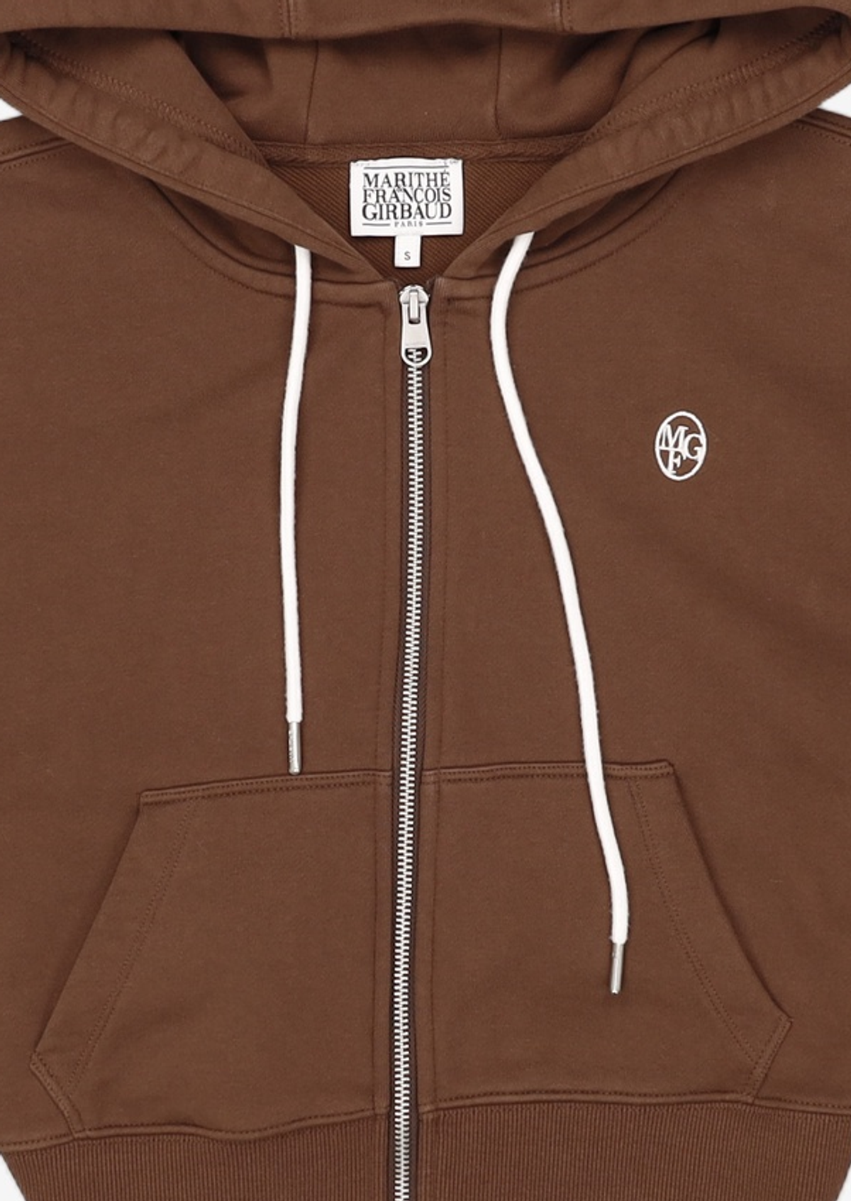 마리떼 프랑소와 저버(MARITHÉ + FRANҪOIS GIRBAUD) W CIRCLE LOGO CROP HOODIE ZIPUP brown S