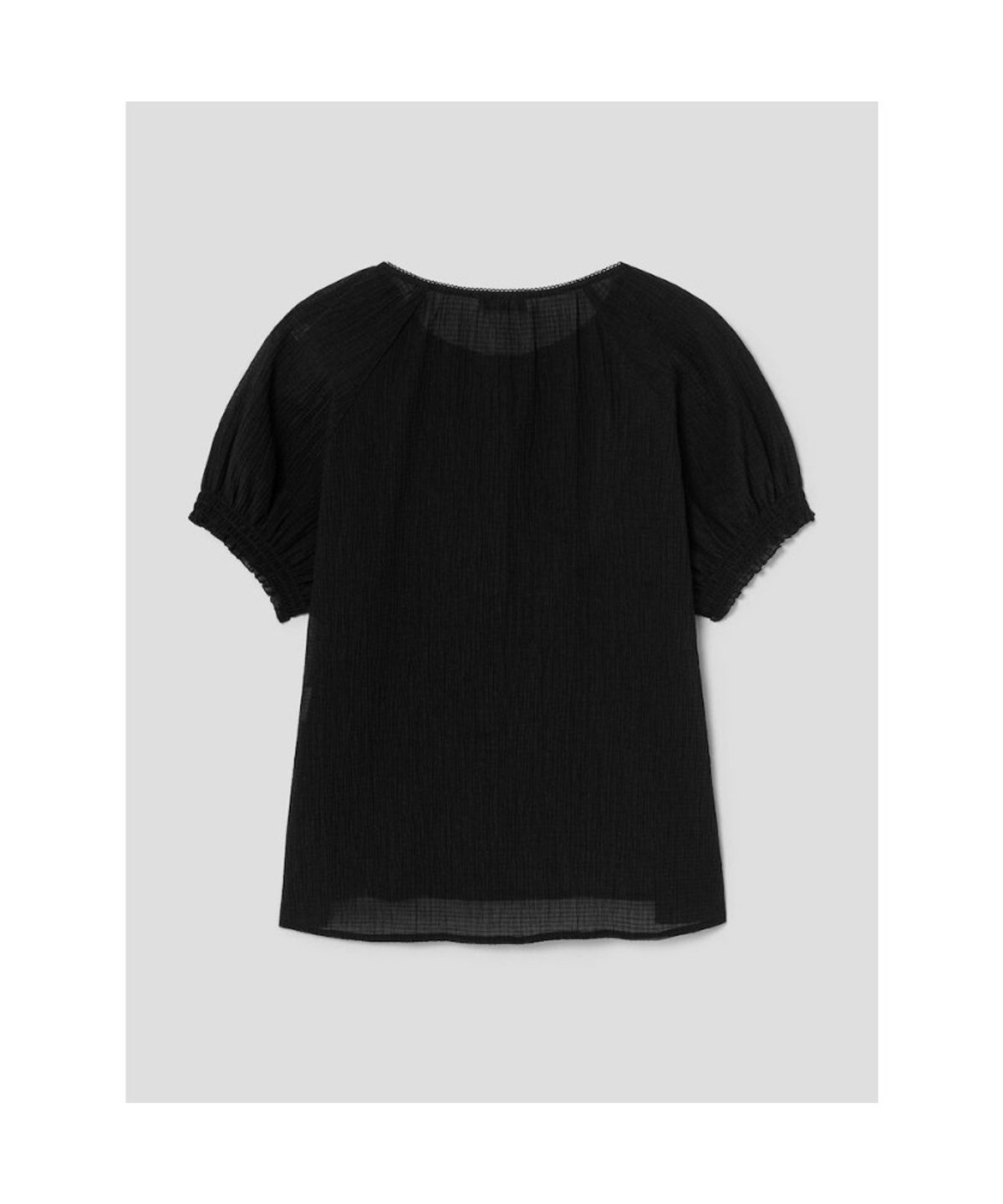 앙개(ANGGAE) Sheer Short Sleeve Blouse  Black