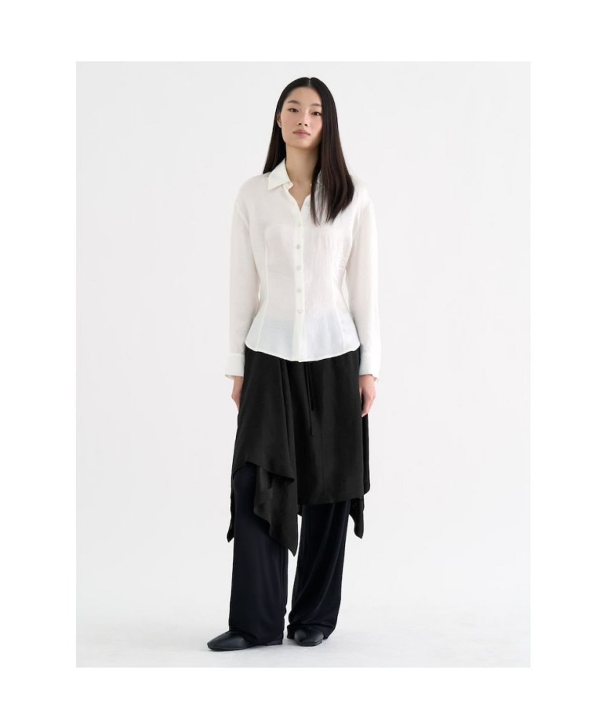 앙개(ANGGAE) Satin  Shirt  Ivory