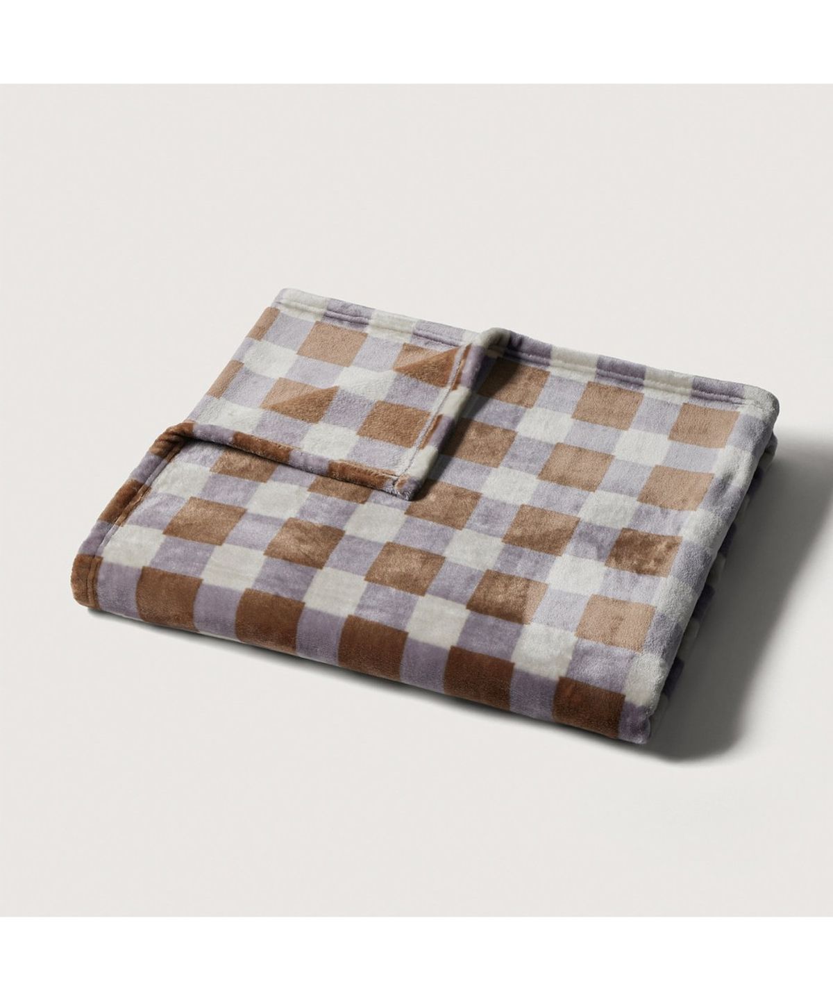 자주(JAJU) 체크 블럭 극세사 블랭킷 140x170cm  라벤더