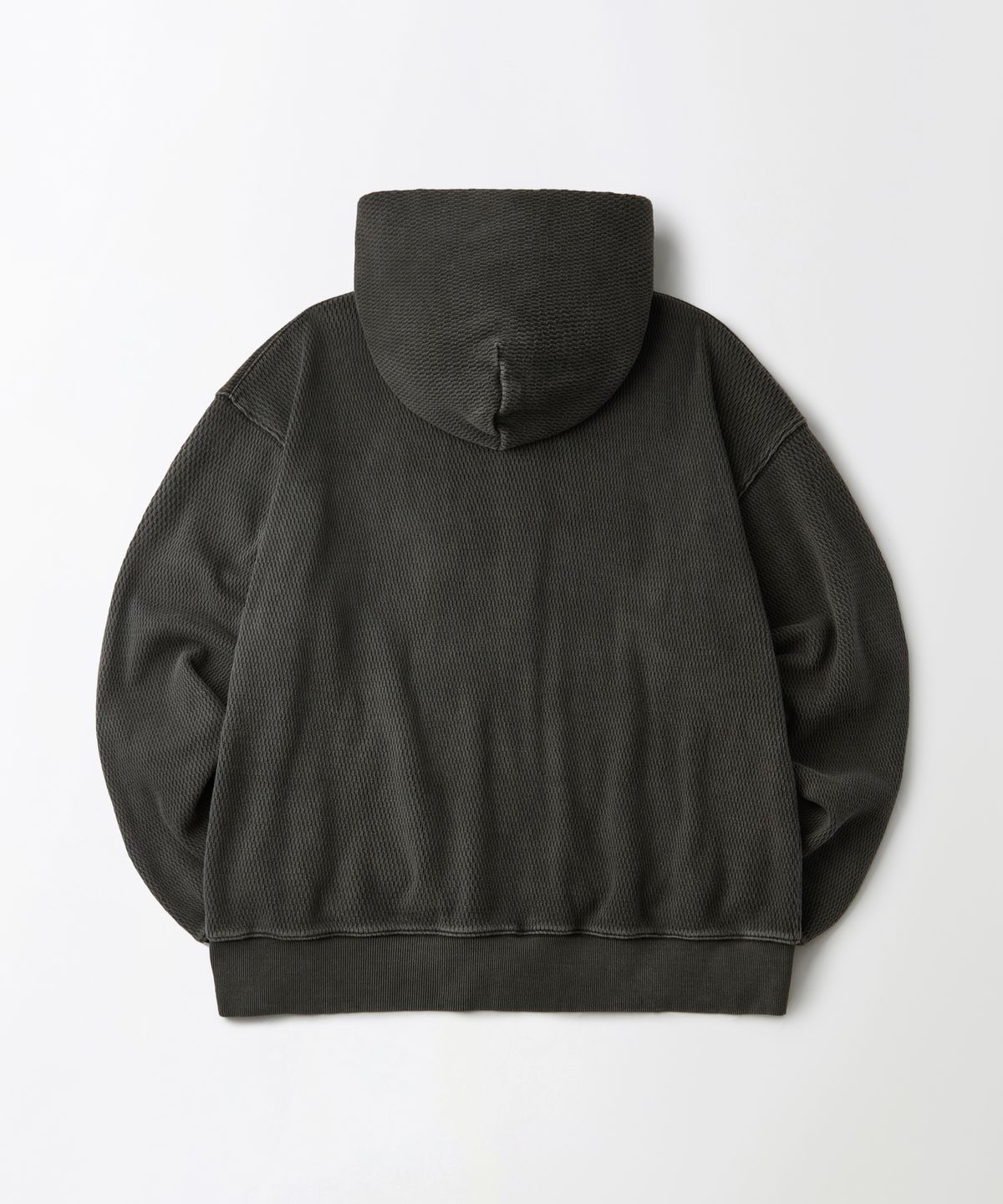 아웃스탠딩(OUTSTANDING) THERMAL PIGMENT WASHED HOOD ZIP_PIGMENT CHARCOAL
