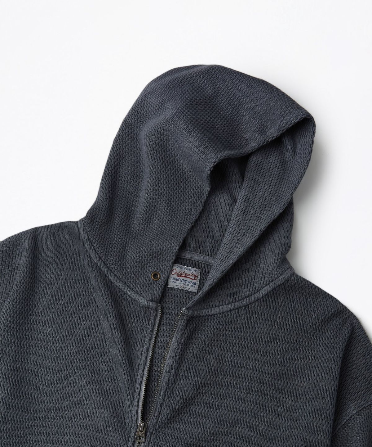 아웃스탠딩(OUTSTANDING) THERMAL PIGMENT WASHED HOOD ZIP_PIGMENT NAVY
