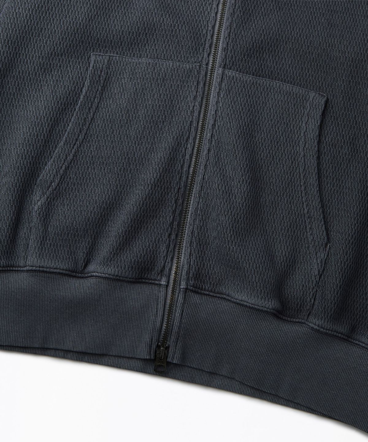 아웃스탠딩(OUTSTANDING) THERMAL PIGMENT WASHED HOOD ZIP_PIGMENT NAVY