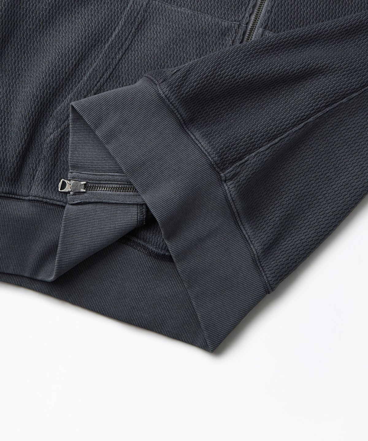 아웃스탠딩(OUTSTANDING) THERMAL PIGMENT WASHED HOOD ZIP_PIGMENT NAVY