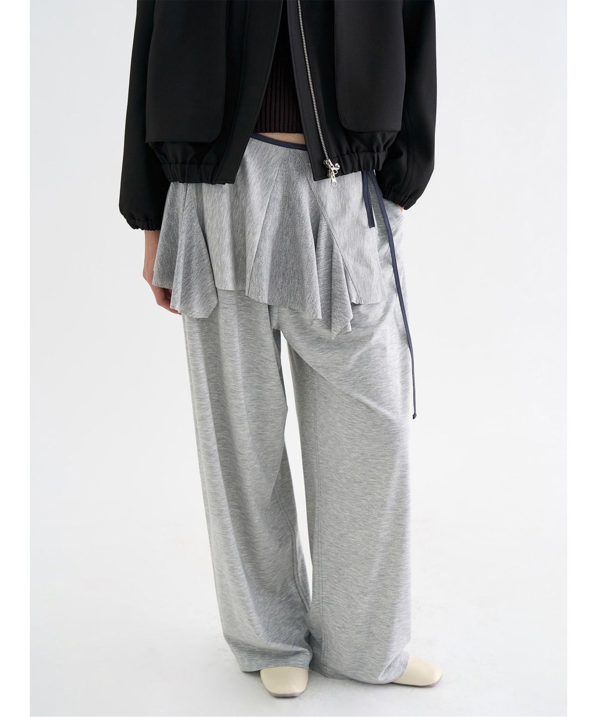 앙개(ANGGAE) Jersey Dancer Pants  Light Grey