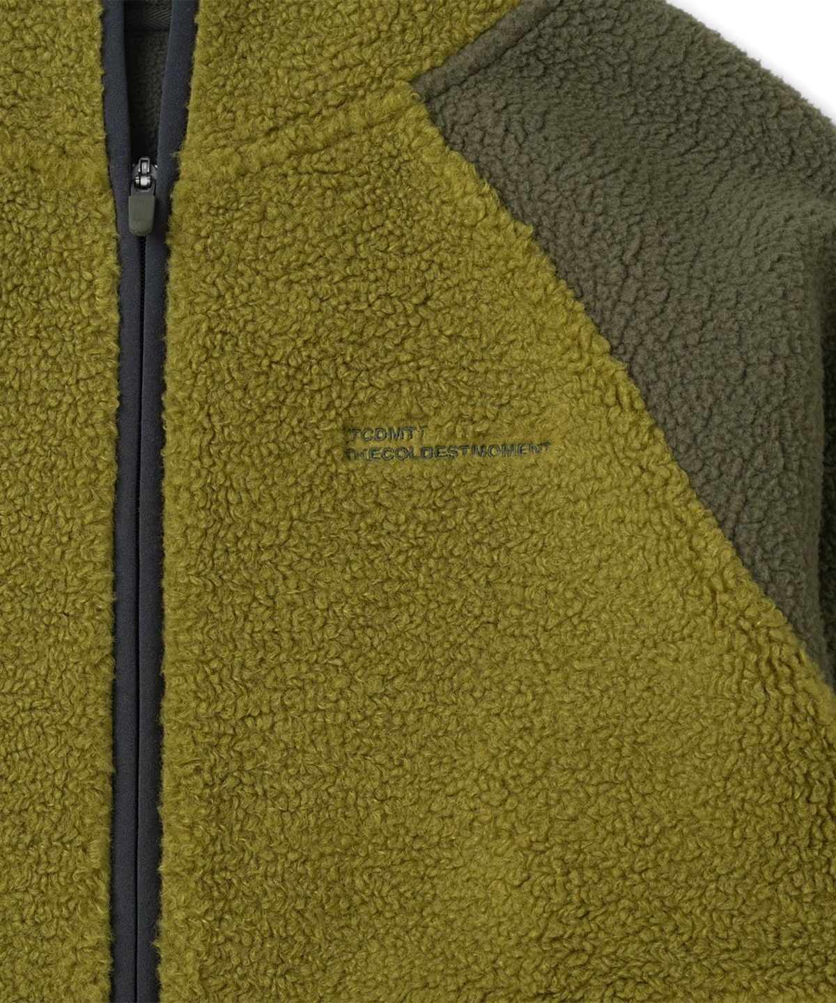 더콜디스트모먼트(THECOLDESTMOMENT) TCM contrast fleece hooded zip-up (olive)