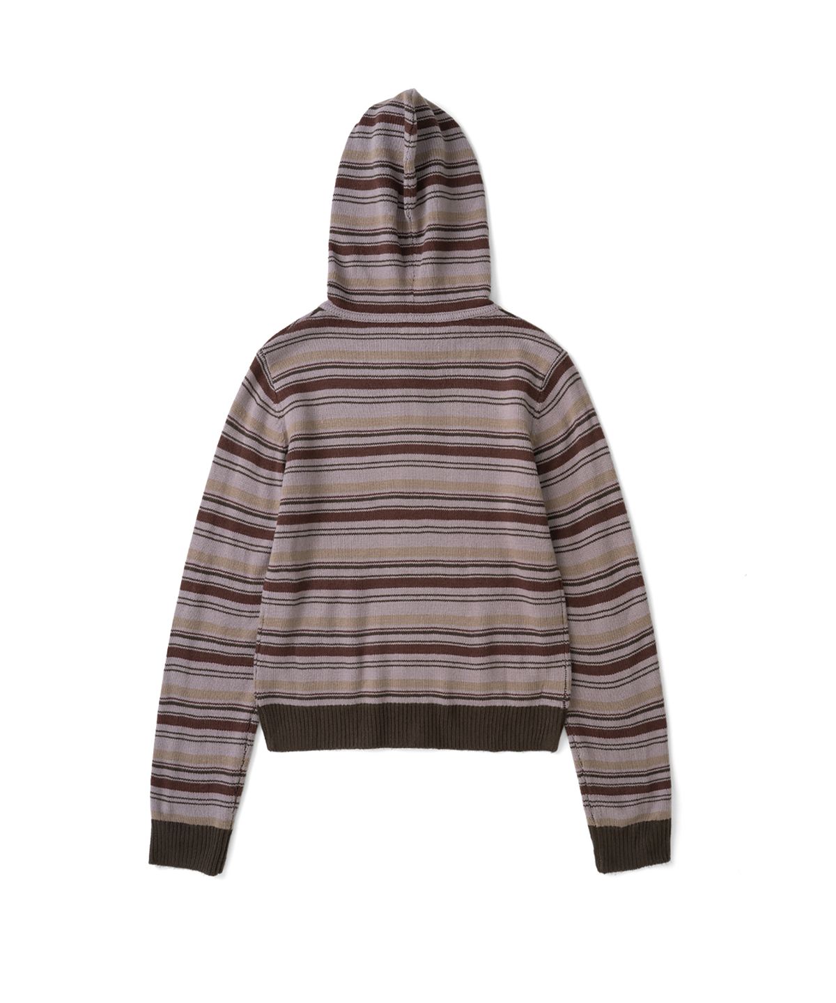 더콜디스트모먼트(THECOLDESTMOMENT) TCM multi-stripe knit hooded zip-up (red bean)