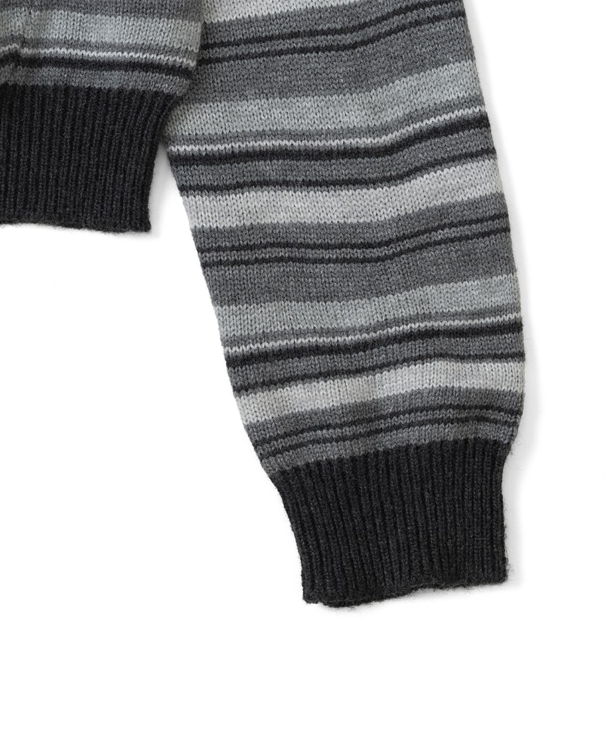 더콜디스트모먼트(THECOLDESTMOMENT) TCM multi-stripe knit hooded zip-up (grey)