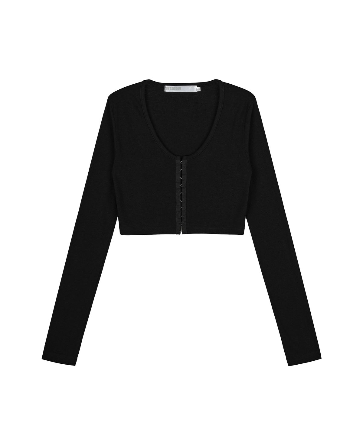 아야즈앤세이(AYASNSEY) AHZ HOOKED CROP SLIM CARDIGAN (BLACK)