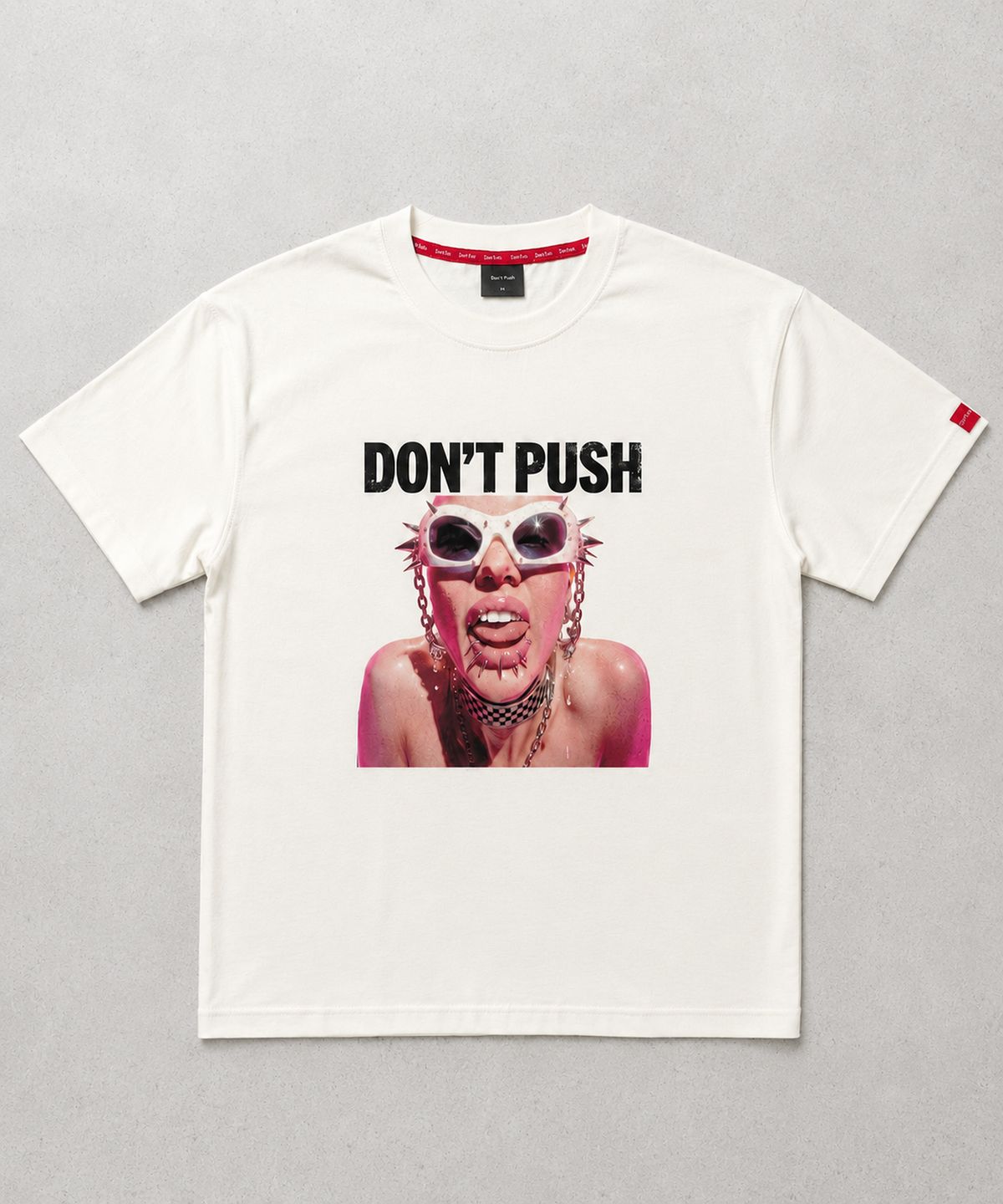 돈푸쉬(DONT PUSH) 펑크 페이스 그래픽 오버핏 반팔 티셔츠