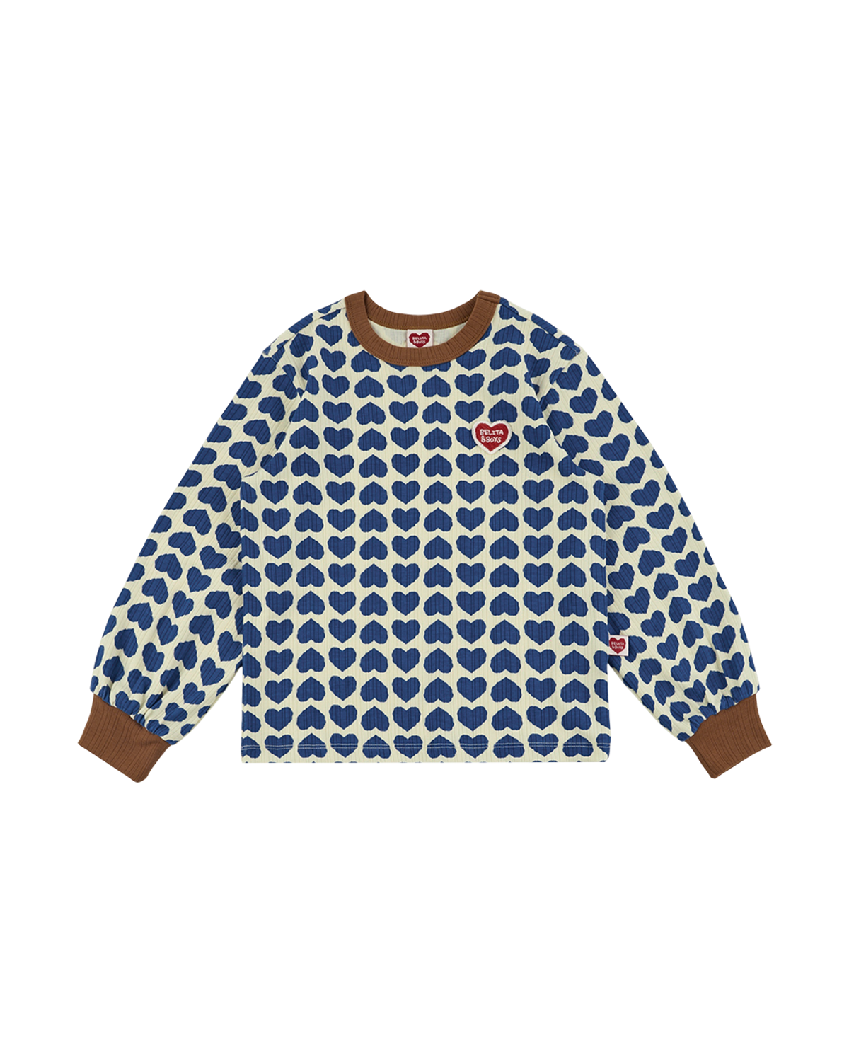 벨리타앤보이즈(BELITANBOYS) 블루 촘촘하트 원마일 긴팔티 BK63TL01BL