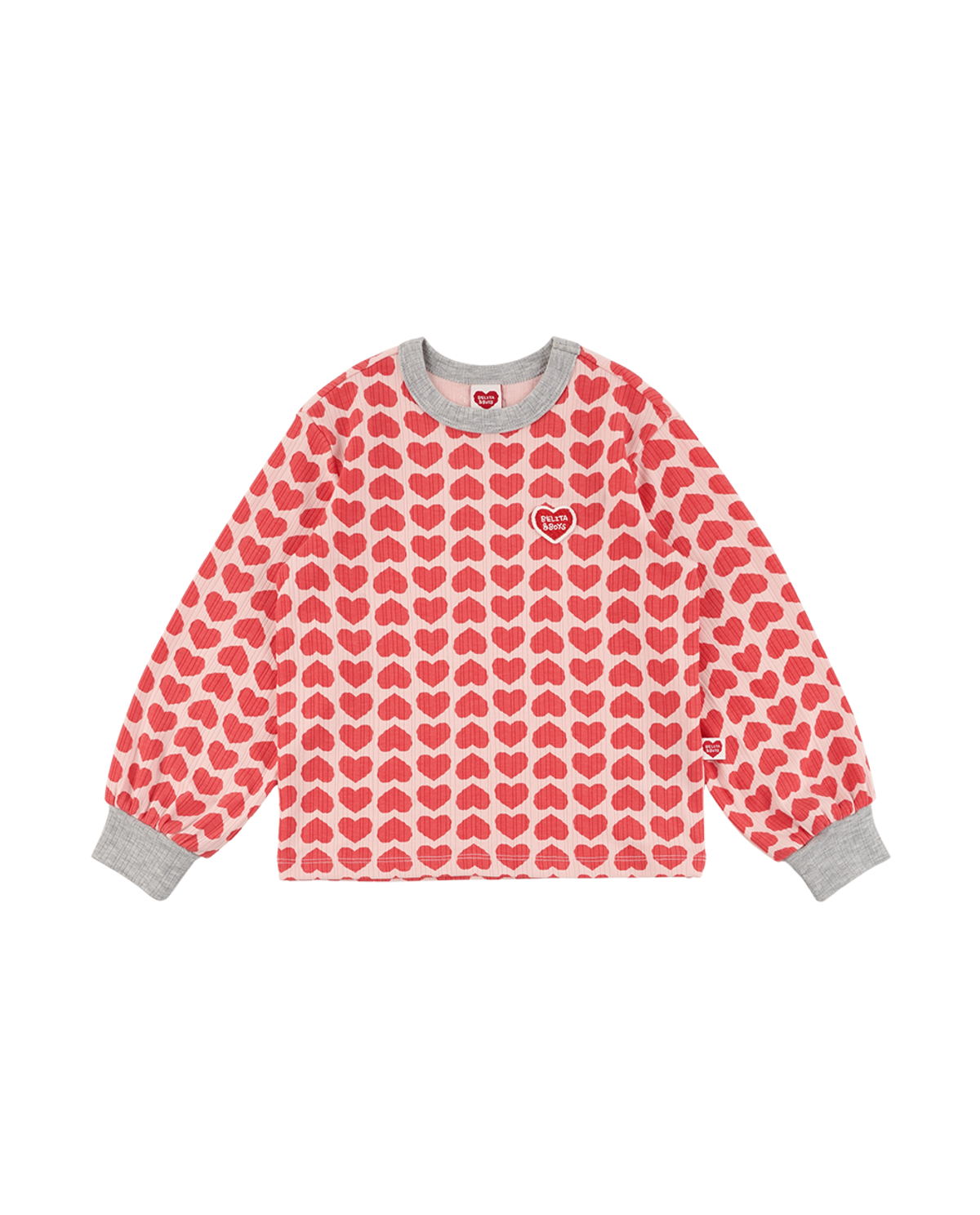벨리타앤보이즈(BELITANBOYS) 레드 촘촘하트 원마일 긴팔티 BK63TL01RE