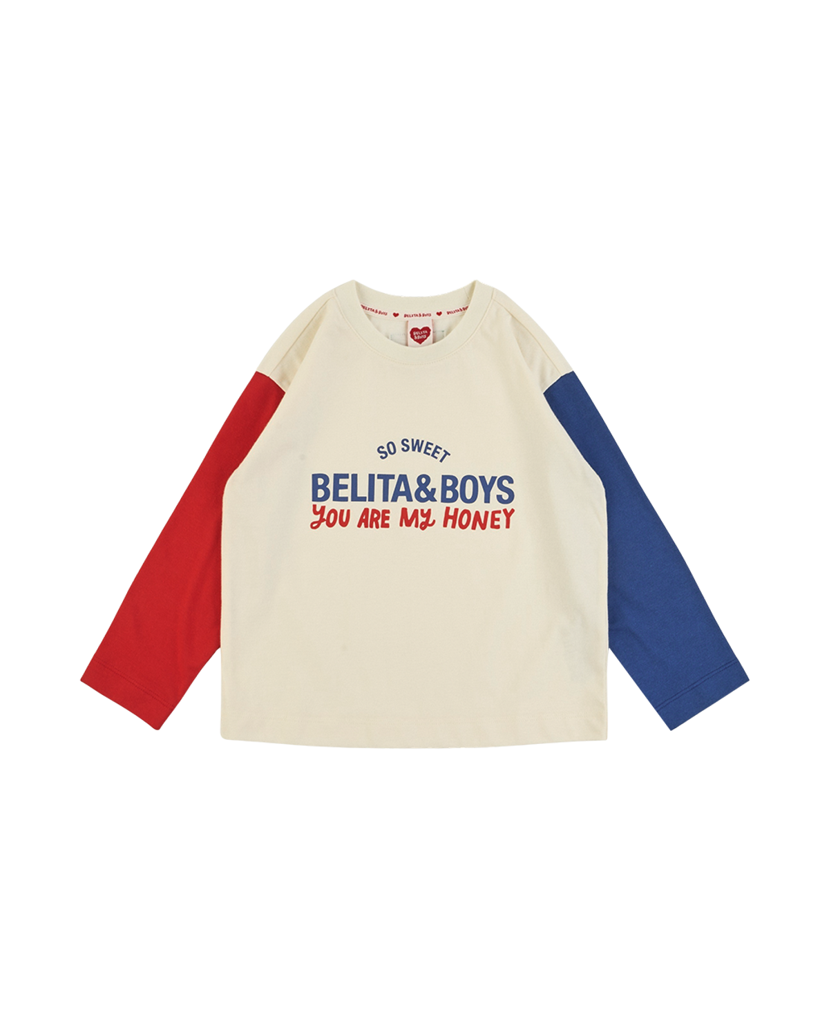 벨리타앤보이즈(BELITANBOYS) 크림 소매 배색 긴팔티 BK63TL12CM