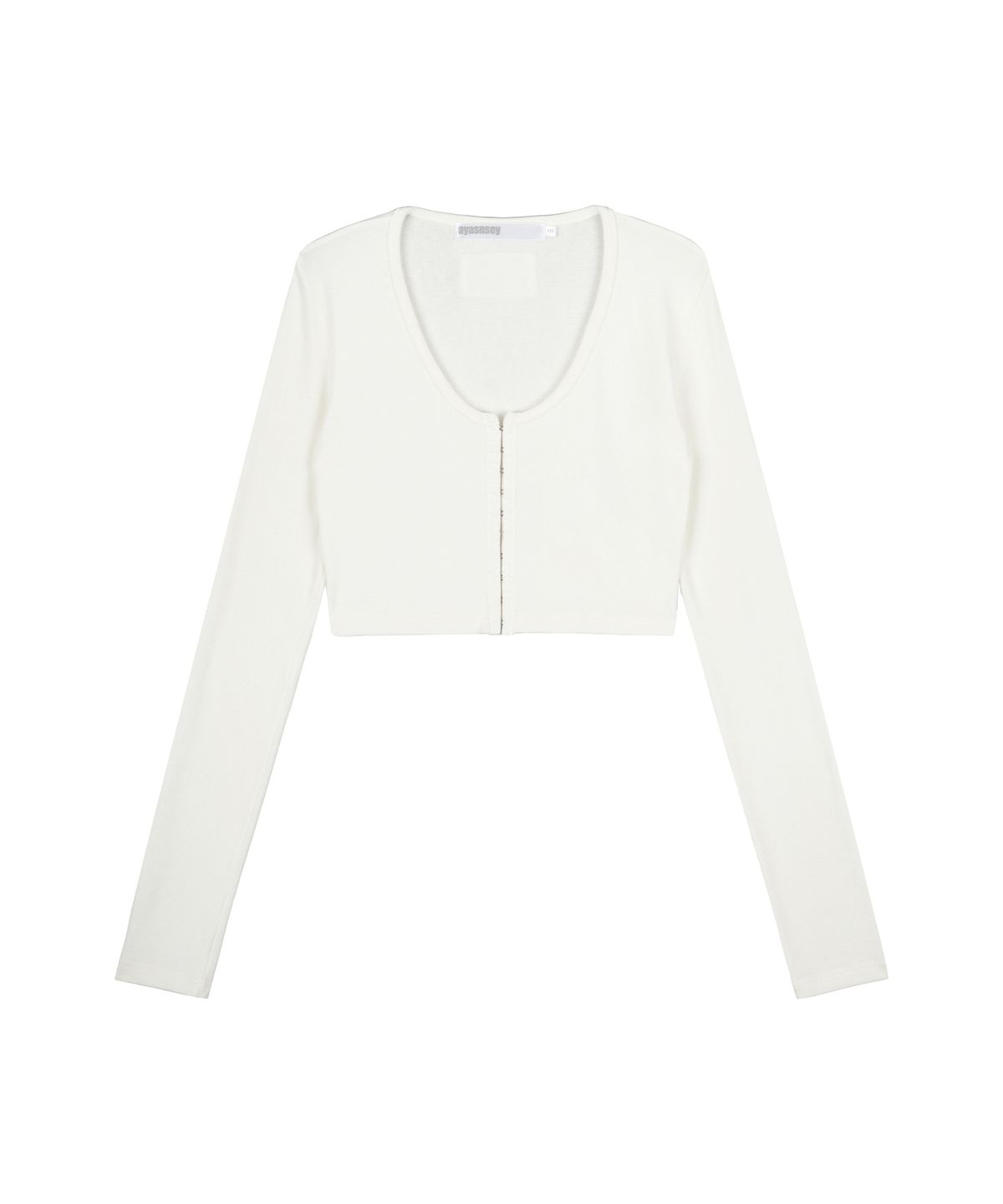 아야즈앤세이(AYASNSEY) AHZ HOOKED CROP SLIM CARDIGAN (WHITE IVORY)