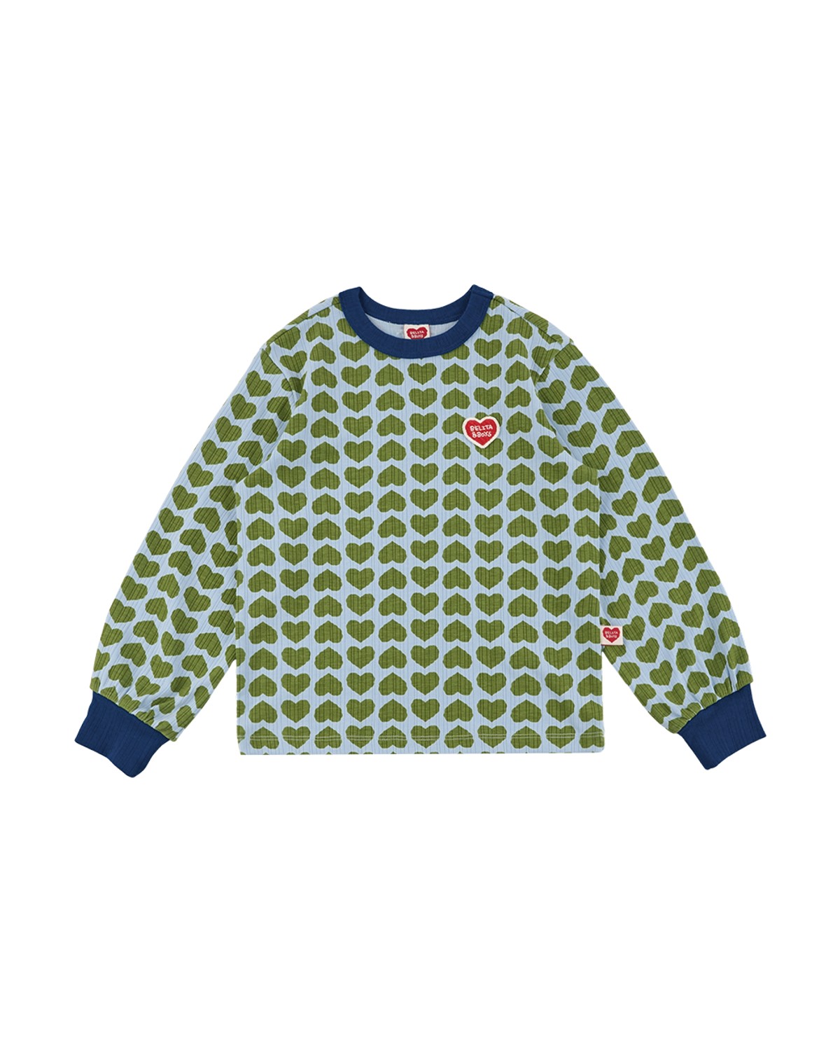 벨리타앤보이즈(BELITANBOYS) 그린 촘촘하트 원마일 긴팔티 BK63TL01GN