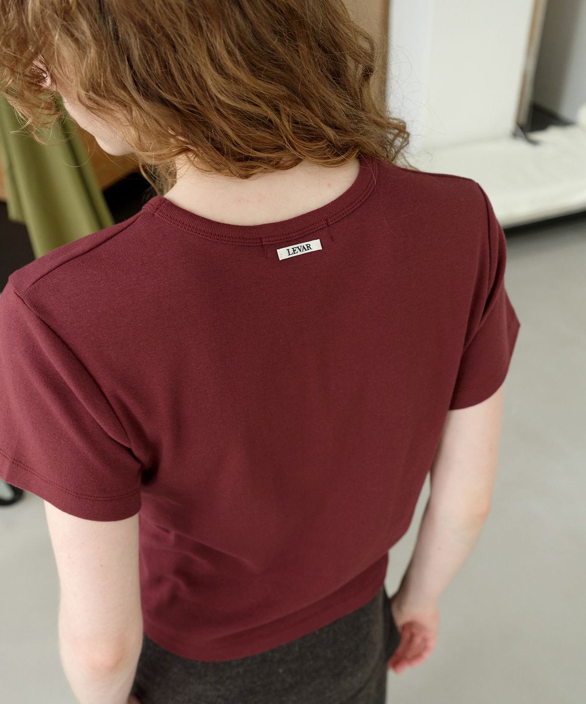르바(LEVAR) All-day Cotton Rib T-shirt - Cranberry Burgundy