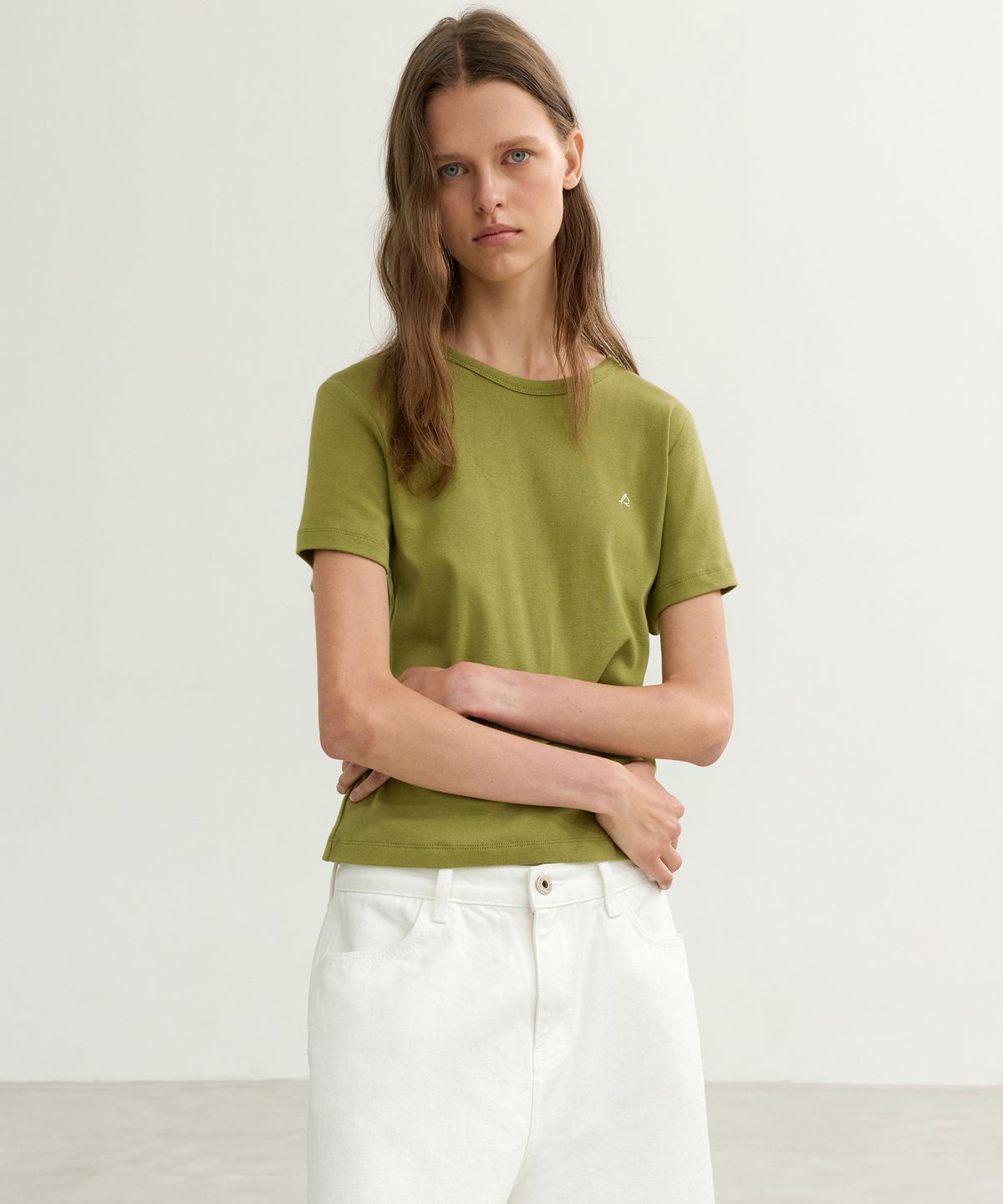 르바(LEVAR) All-day Cotton Rib T-shirt - Olive