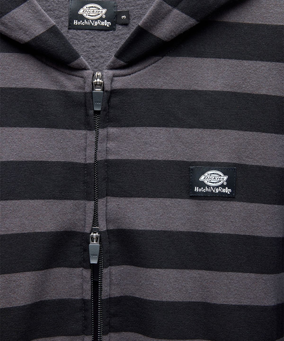 디키즈(DICKIES) 디키즈 x 해칭룸 Zip Hoodie Stripe Purple Charcoal/Black