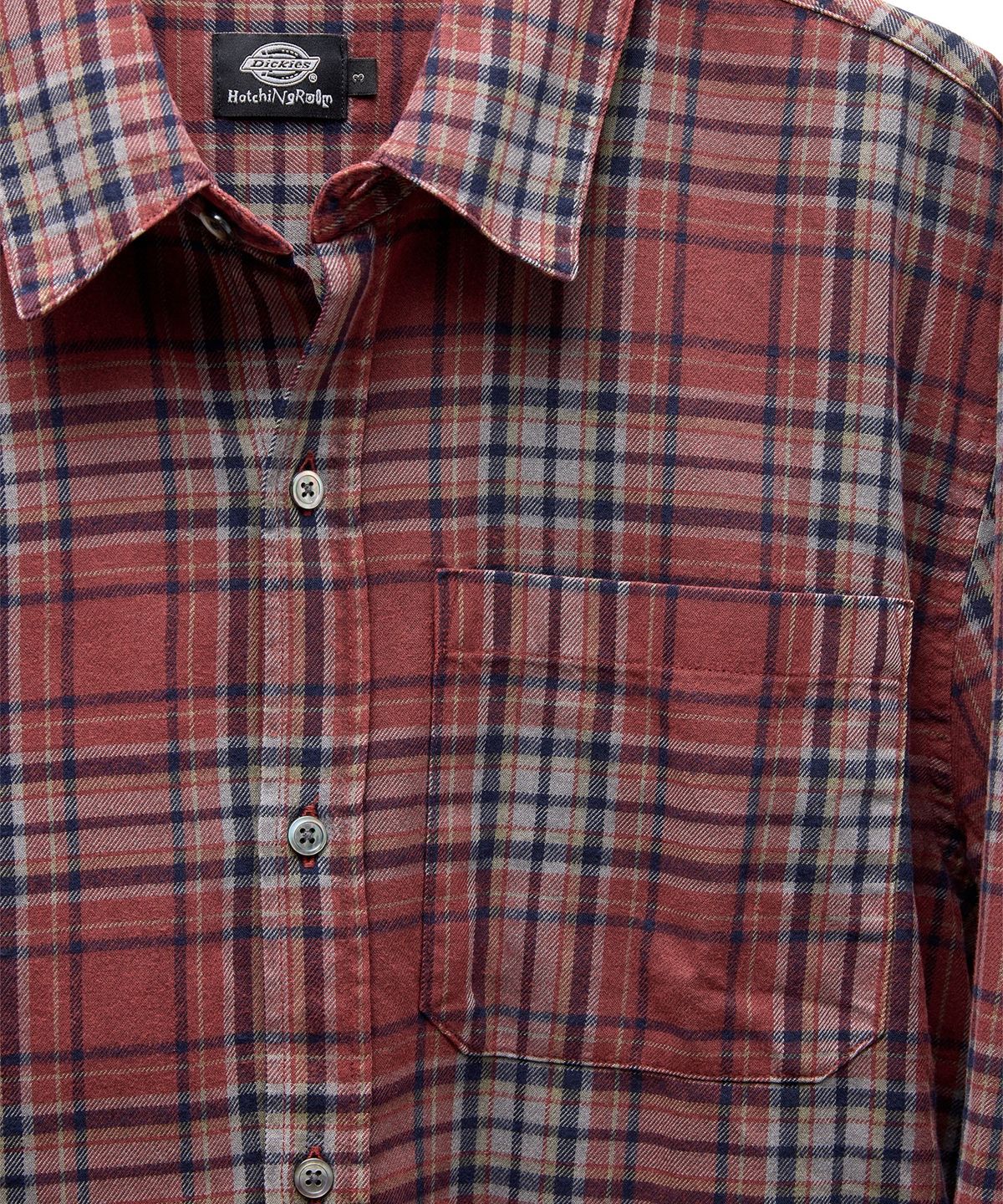 디키즈(DICKIES) 디키즈 x 해칭룸 Regular Shirt Check Dusty Red