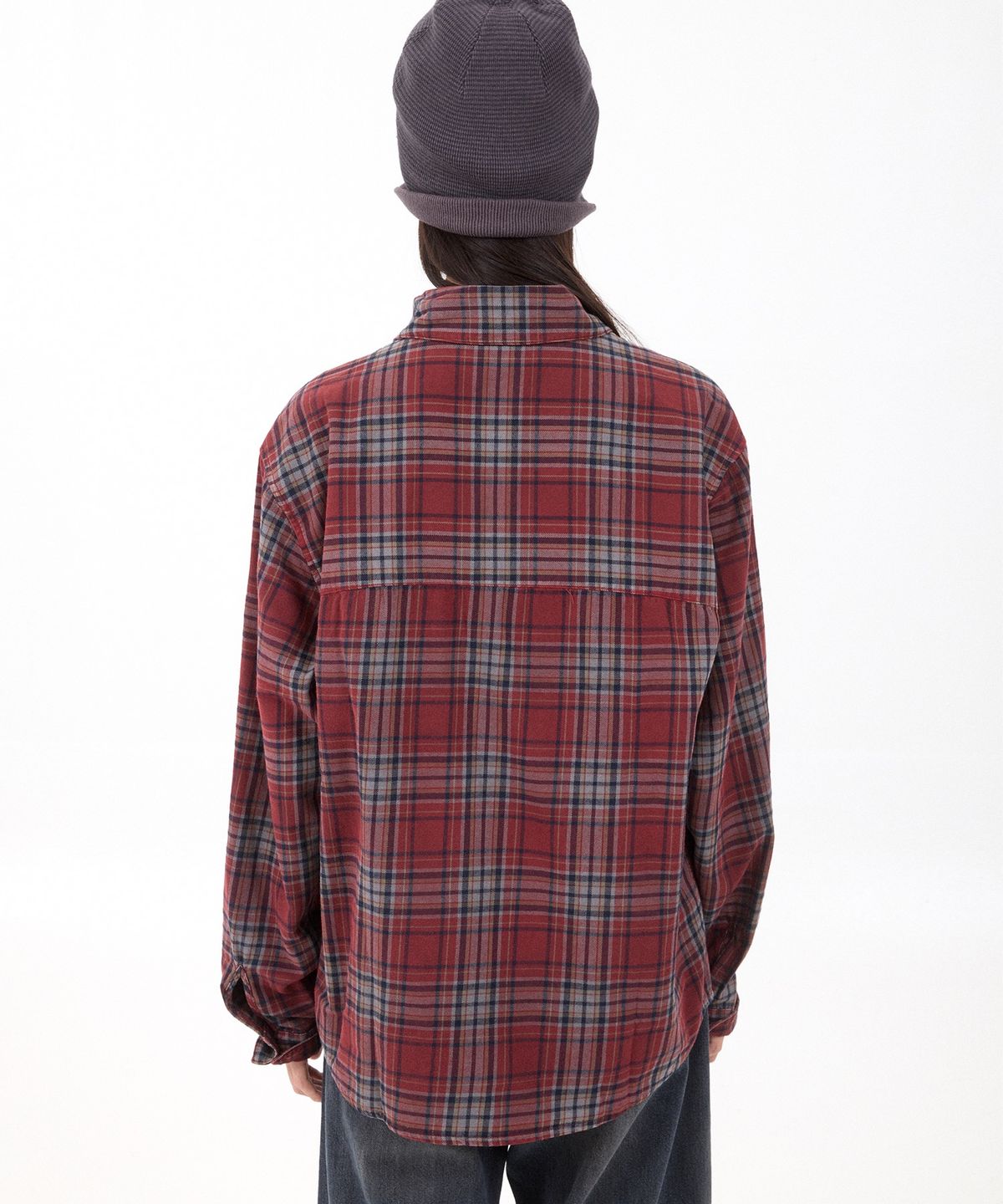디키즈(DICKIES) 디키즈 x 해칭룸 Regular Shirt Check Dusty Red