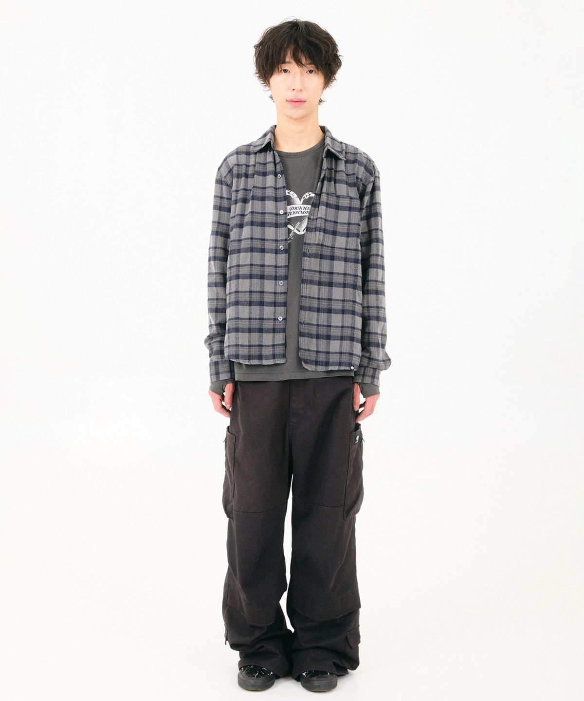 디키즈(DICKIES) 디키즈 x 해칭룸 Regular Shirt Check Dusty Grey