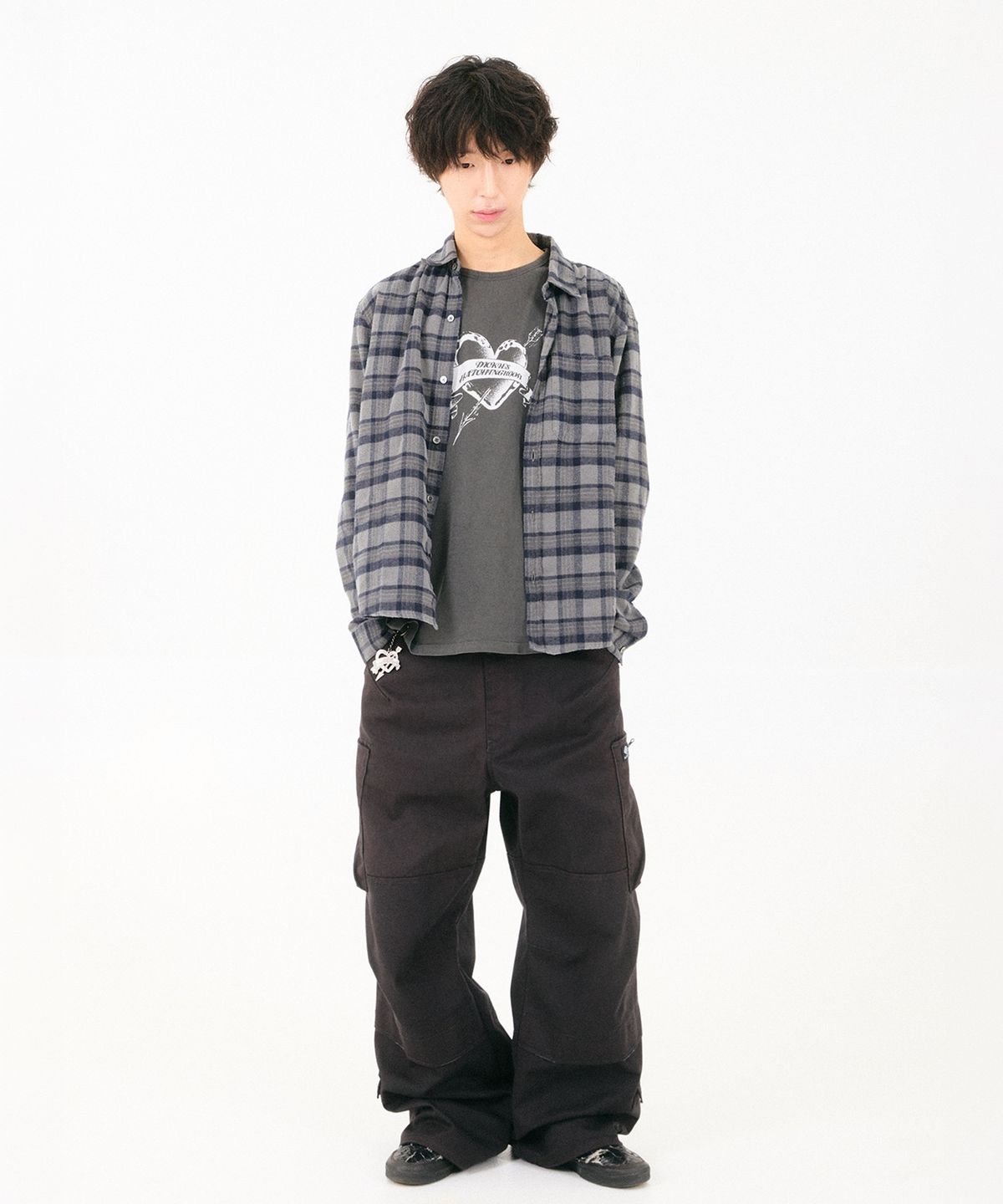 디키즈(DICKIES) 디키즈 x 해칭룸 Regular Shirt Check Dusty Grey