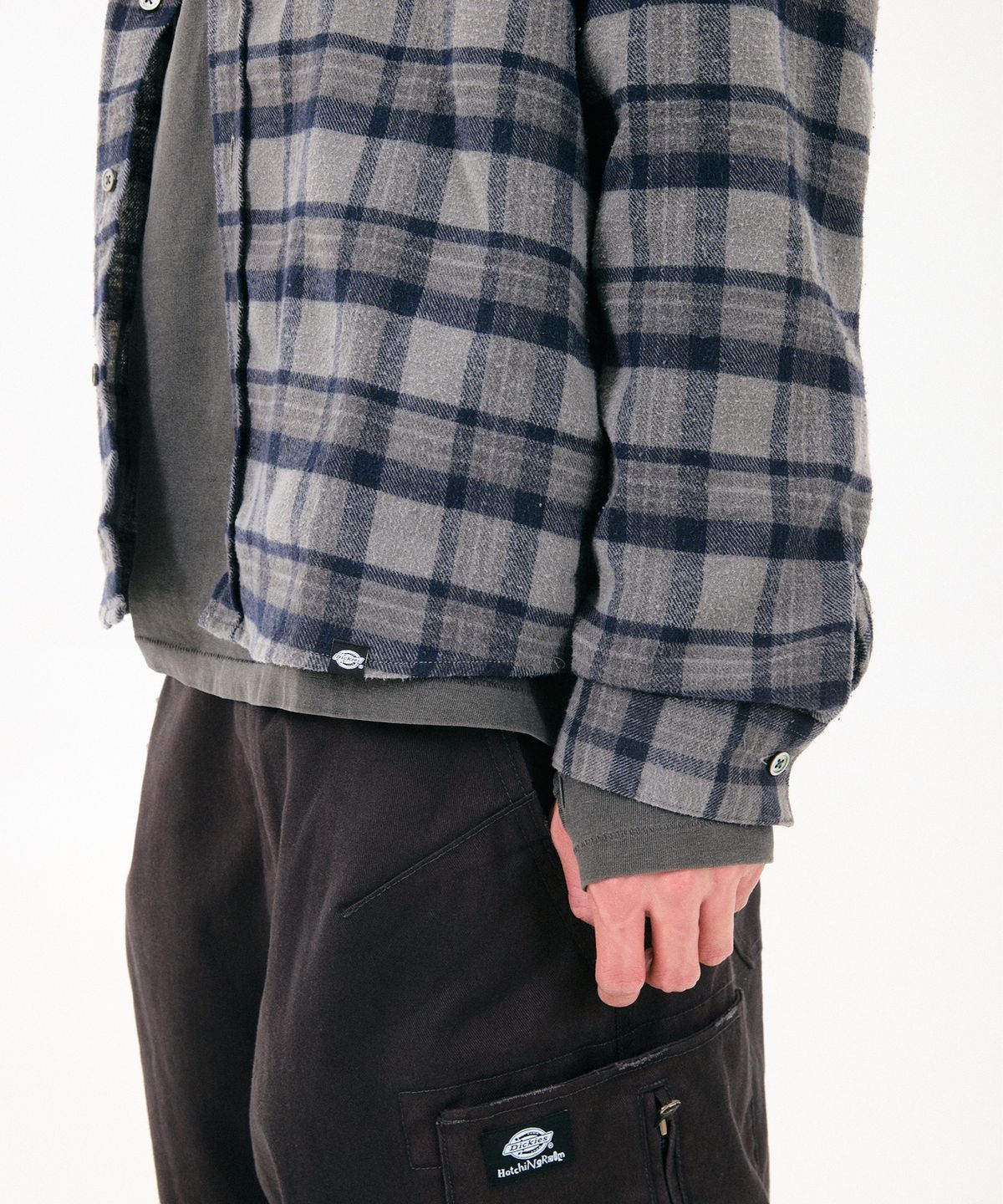 디키즈(DICKIES) 디키즈 x 해칭룸 Regular Shirt Check Dusty Grey
