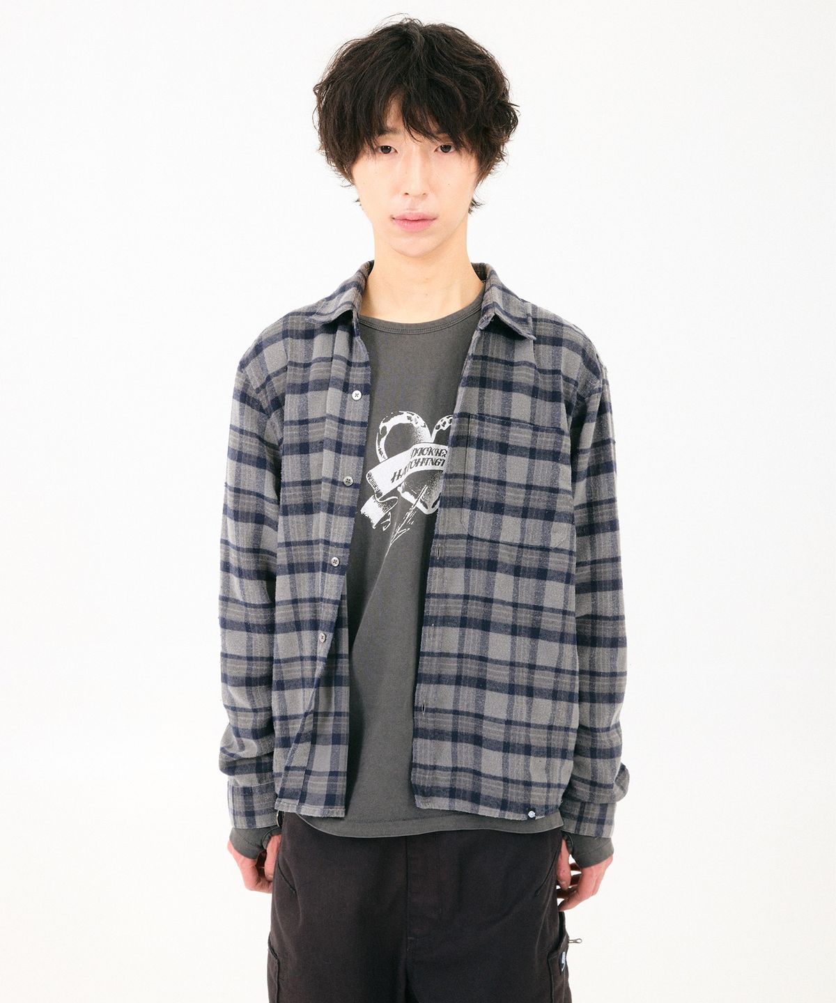 디키즈(DICKIES) 디키즈 x 해칭룸 Regular Shirt Check Dusty Grey