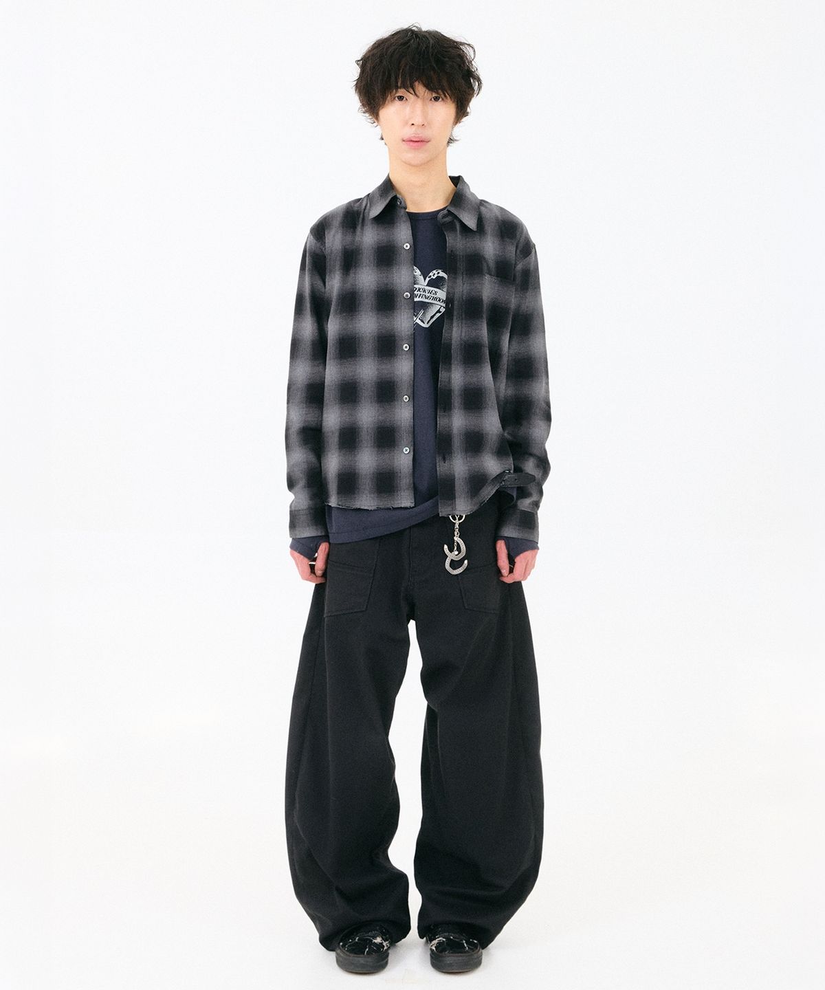 디키즈(DICKIES) 디키즈 x 해칭룸 Regular Shirt Ombre Check Charcoal