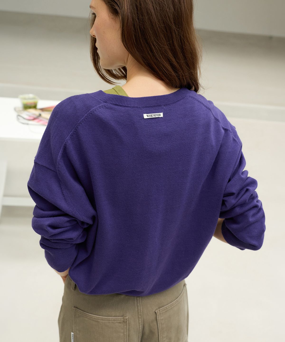 르바(LEVAR) All-day Cotton V-neck Knit - Irish Purple