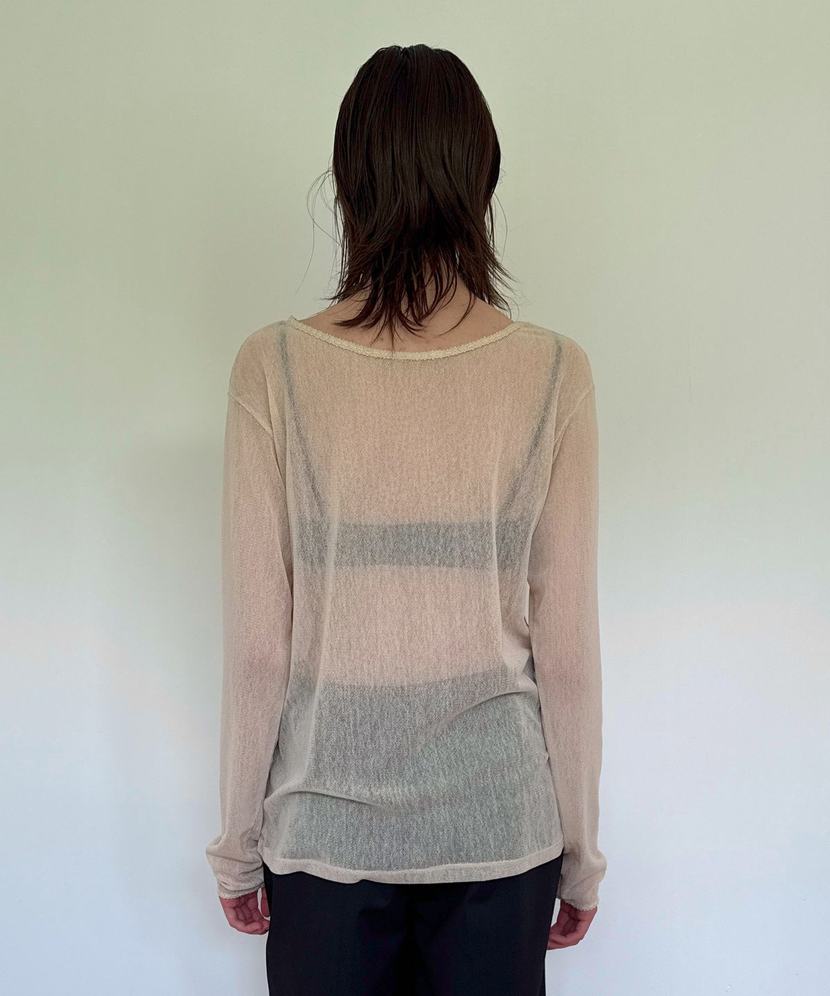 다이애그널(DIAGONAL) LACE POINT SEE THROUGH TOP (beige)