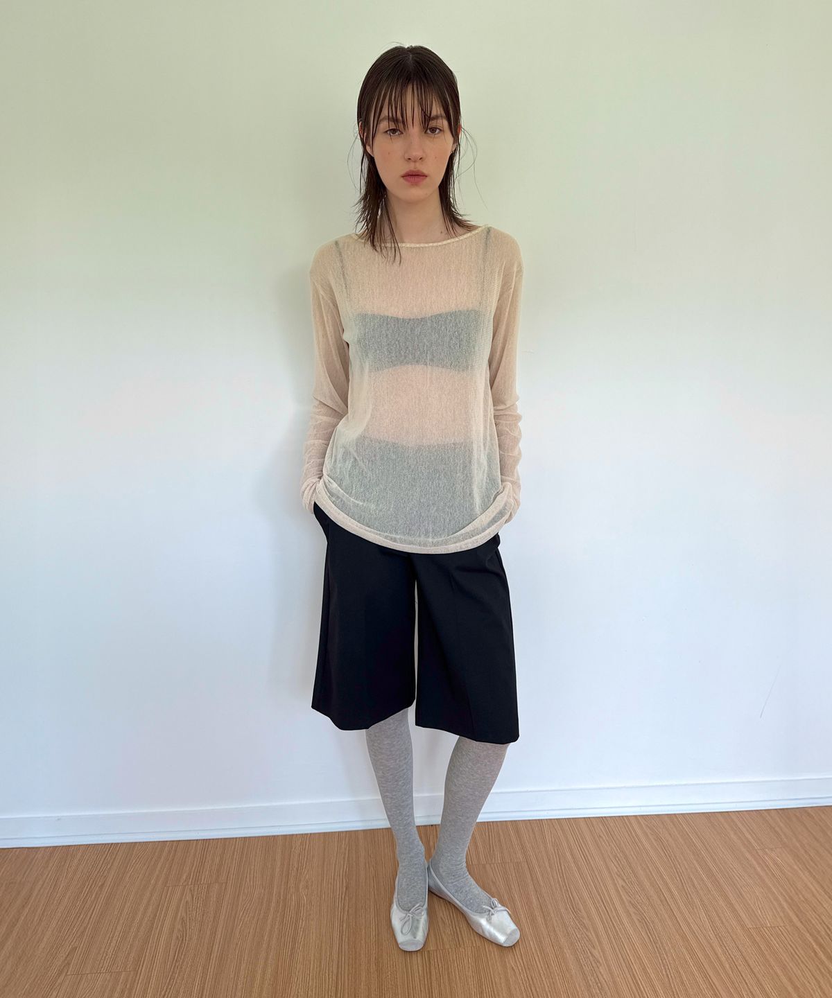 다이애그널(DIAGONAL) LACE POINT SEE THROUGH TOP (beige)