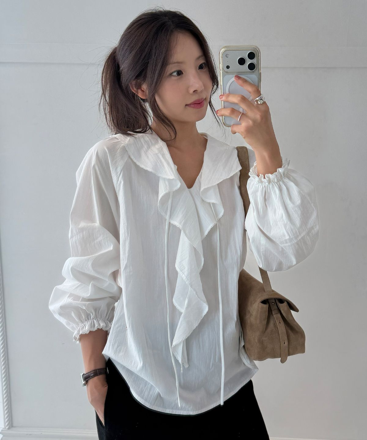 르메메(LEMEME) Belloa Frill Blouse_2colors