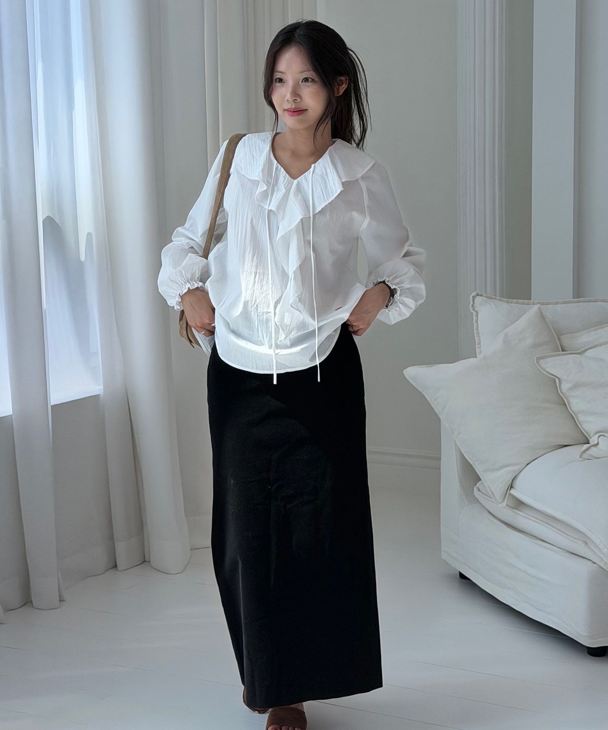 르메메(LEMEME) Belloa Frill Blouse_2colors