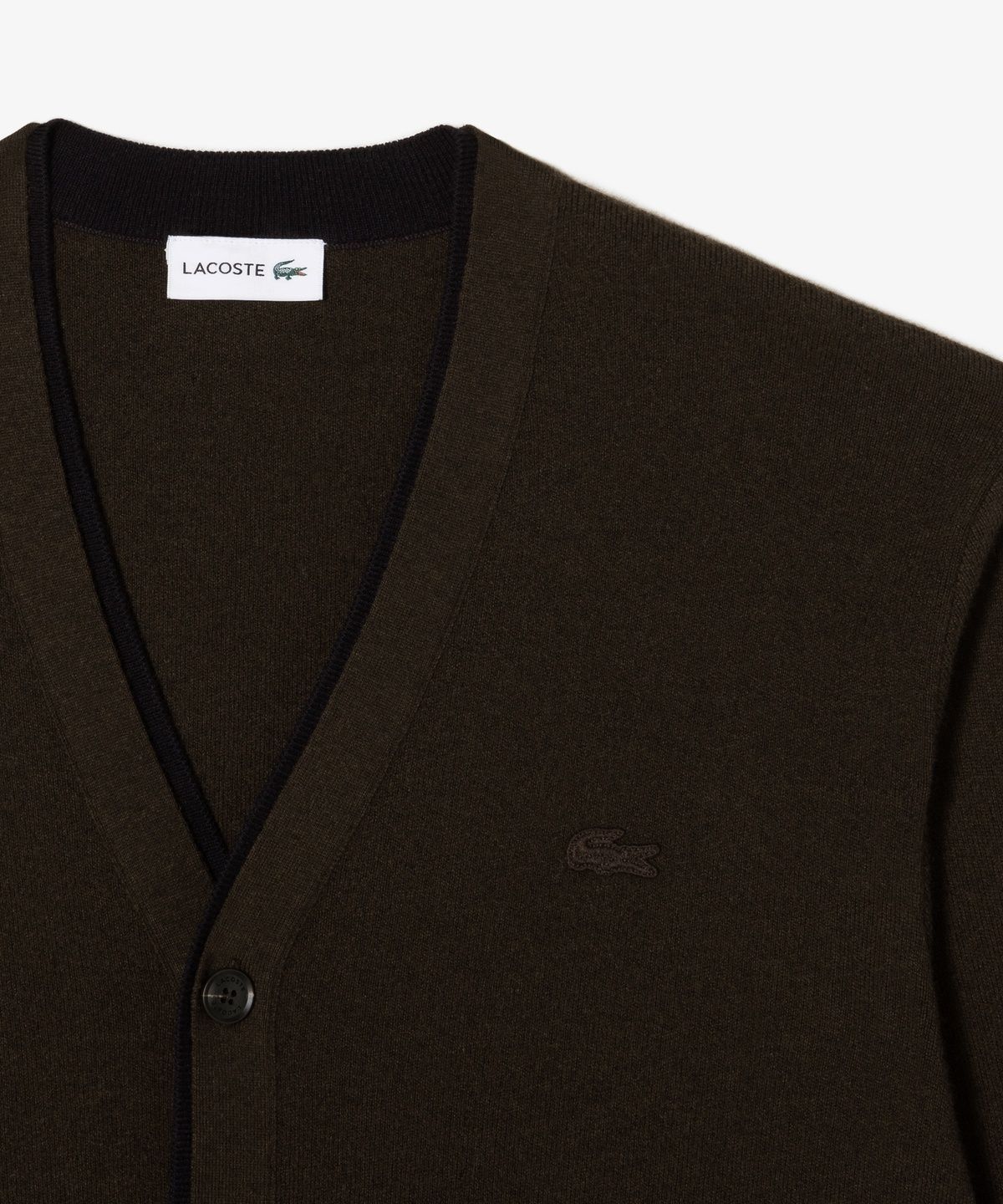라코스테(LACOSTE) 남성 배색 레이어드 방모 V넥 가디건 AH760E-56N DPD
