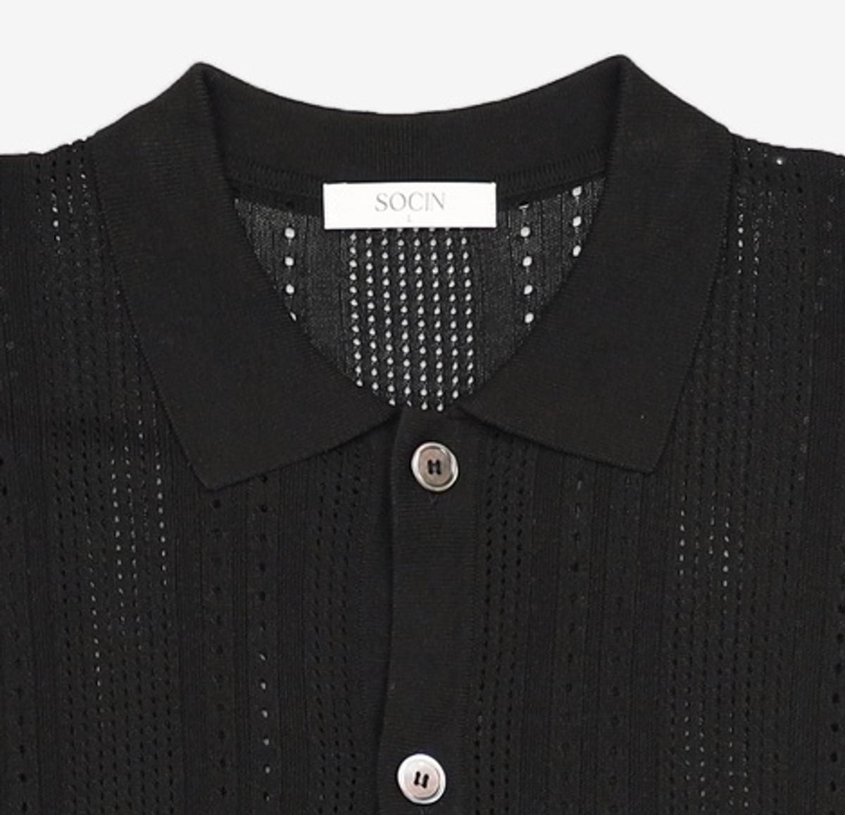 소신(SOCIN) Meshed Half Polo Cardigan (Black) L