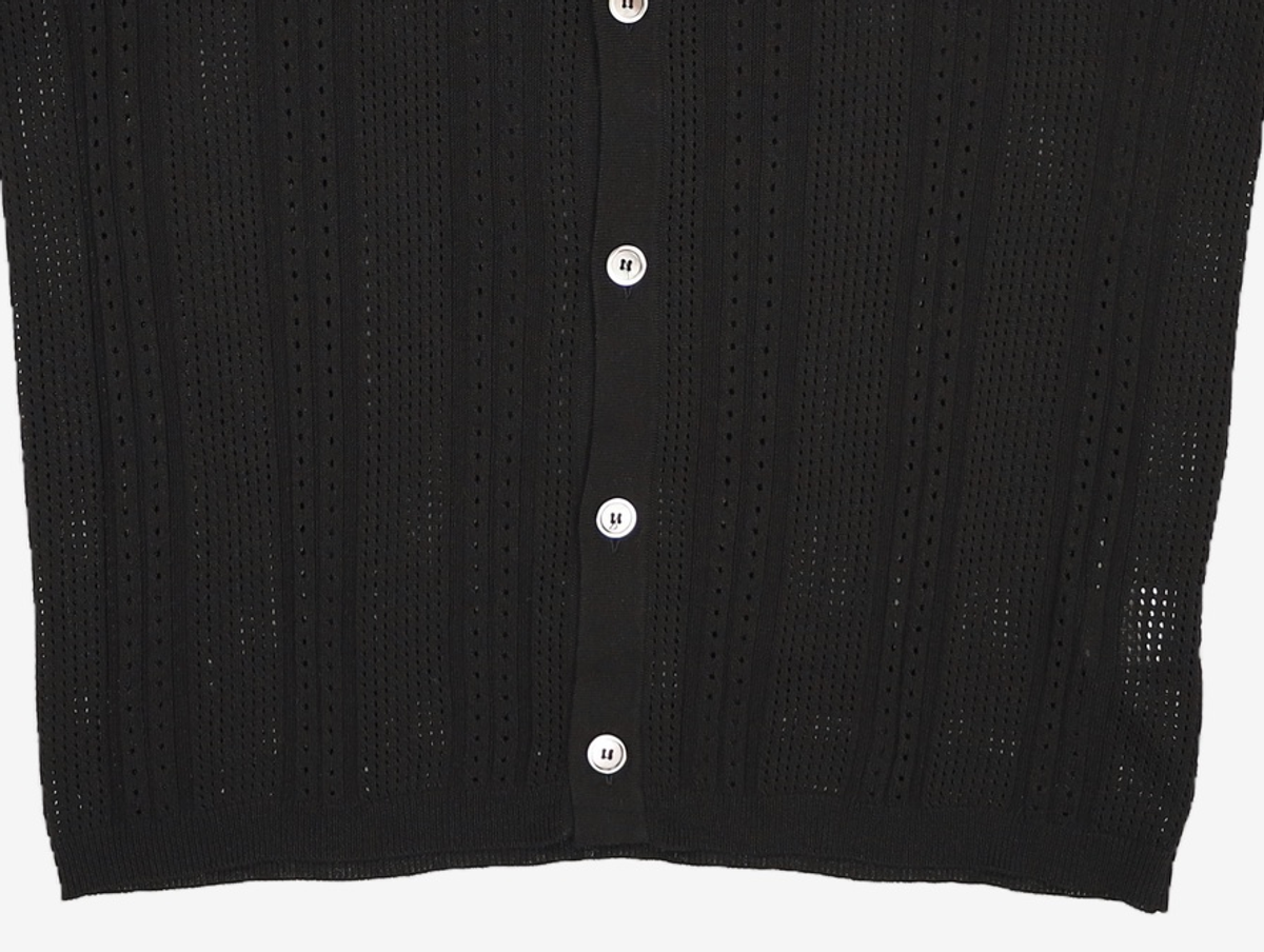 소신(SOCIN) Meshed Half Polo Cardigan (Black) L