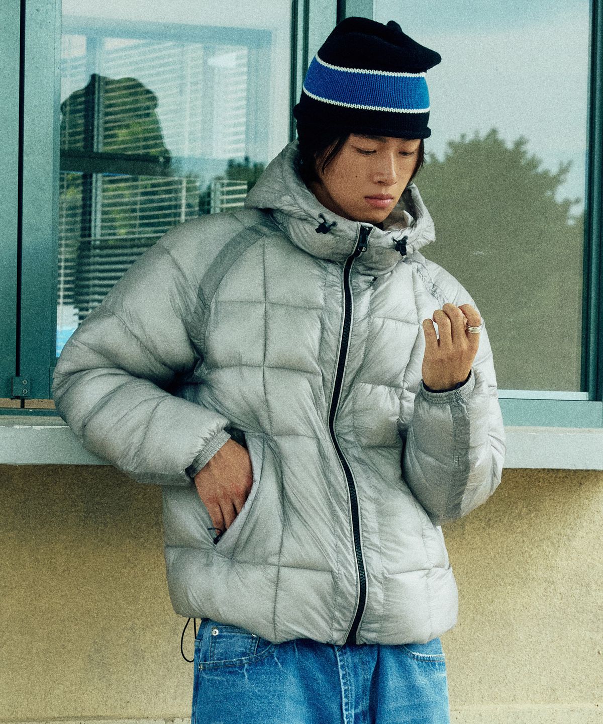 르아르(LEIRE) 에센셜 시어 쉘 후드 패딩 자켓 [라이트그레이]