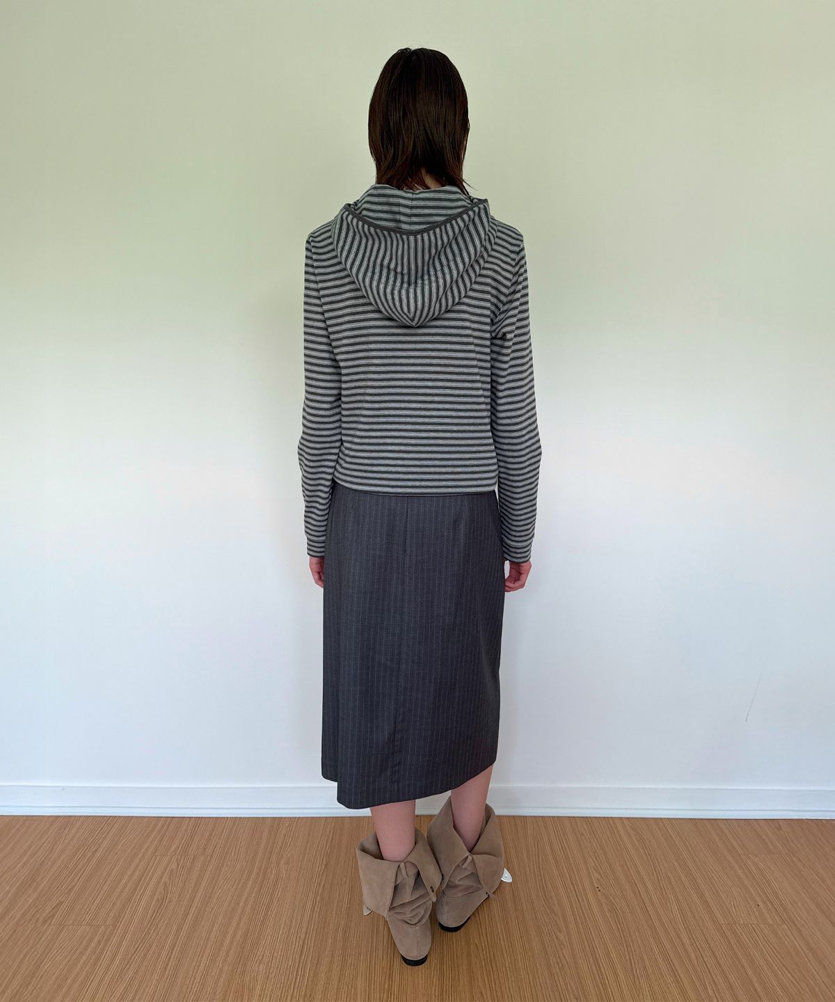 다이애그널(DIAGONAL) STRIPE JERSEY ZIP HOODIE (blue grey)