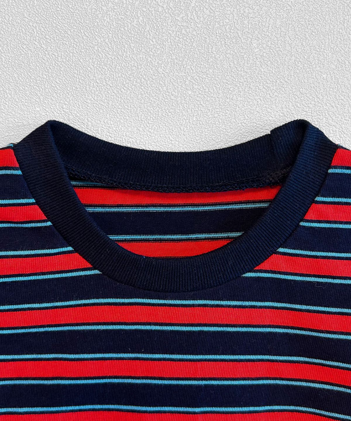 라메종드도도(LA MAISON DE DODO) DODO BASIC Oversized Stripe T Shirt (Navy/Red)_키즈긴팔티
