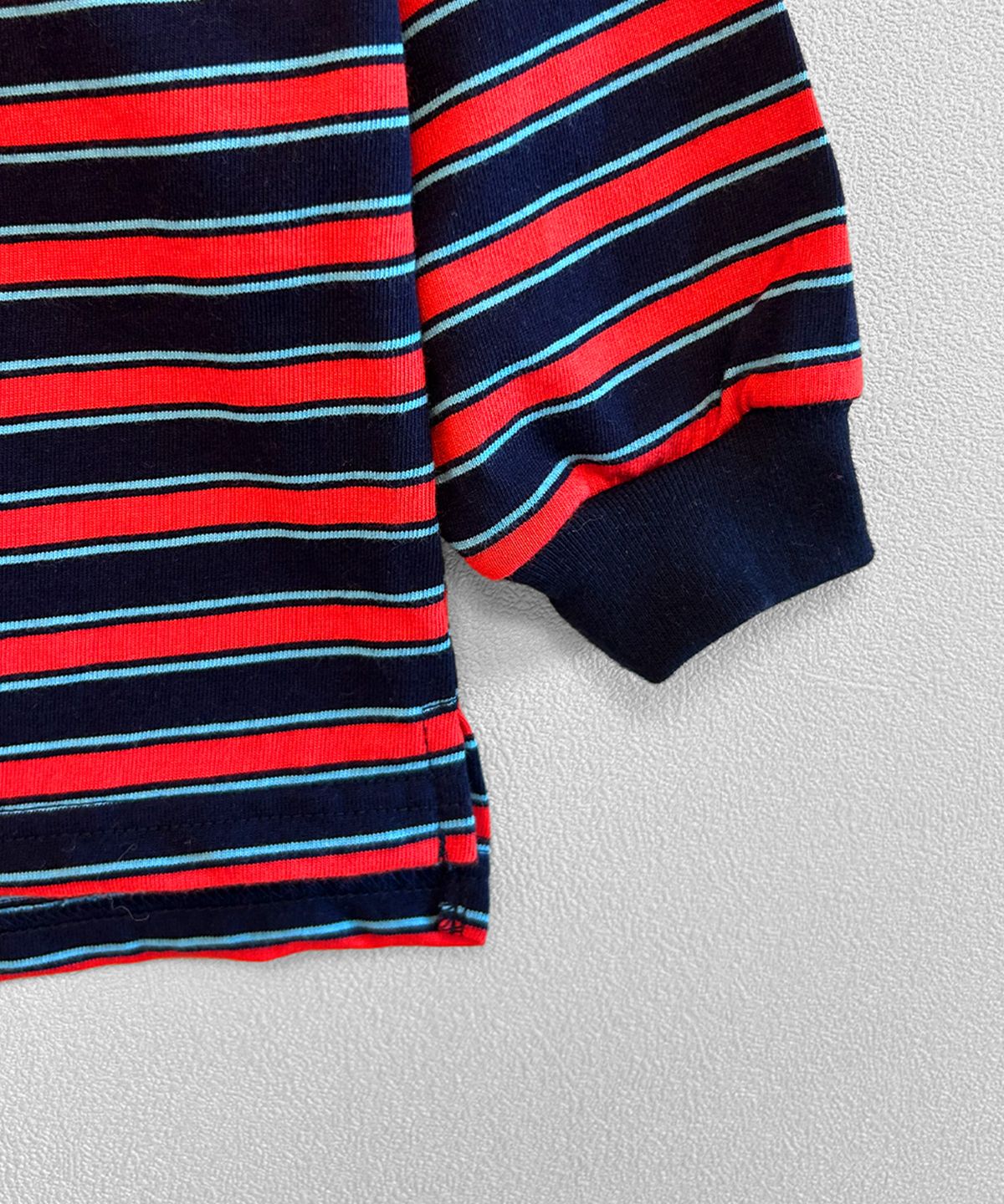 라메종드도도(LA MAISON DE DODO) DODO BASIC Oversized Stripe T Shirt (Navy/Red)_키즈긴팔티