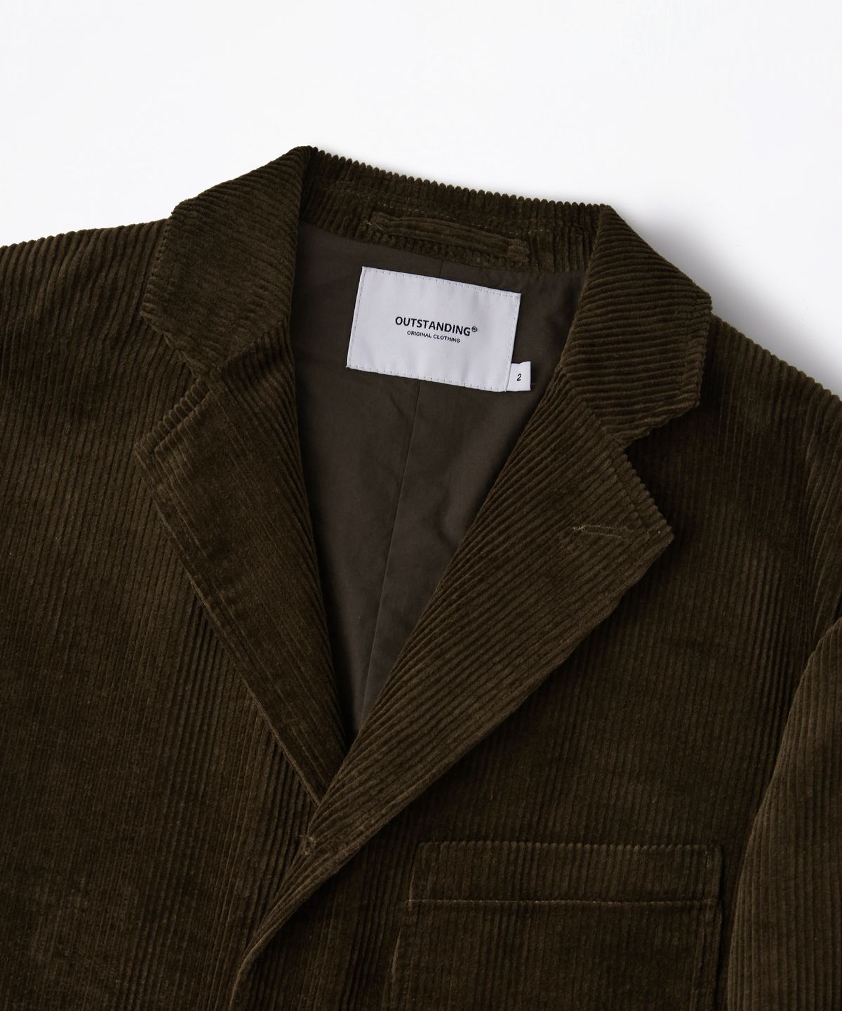 아웃스탠딩(OUTSTANDING) HIGH DENSITY CORDUROY CLASSIC 3-BUTTON JACKET_BROWN
