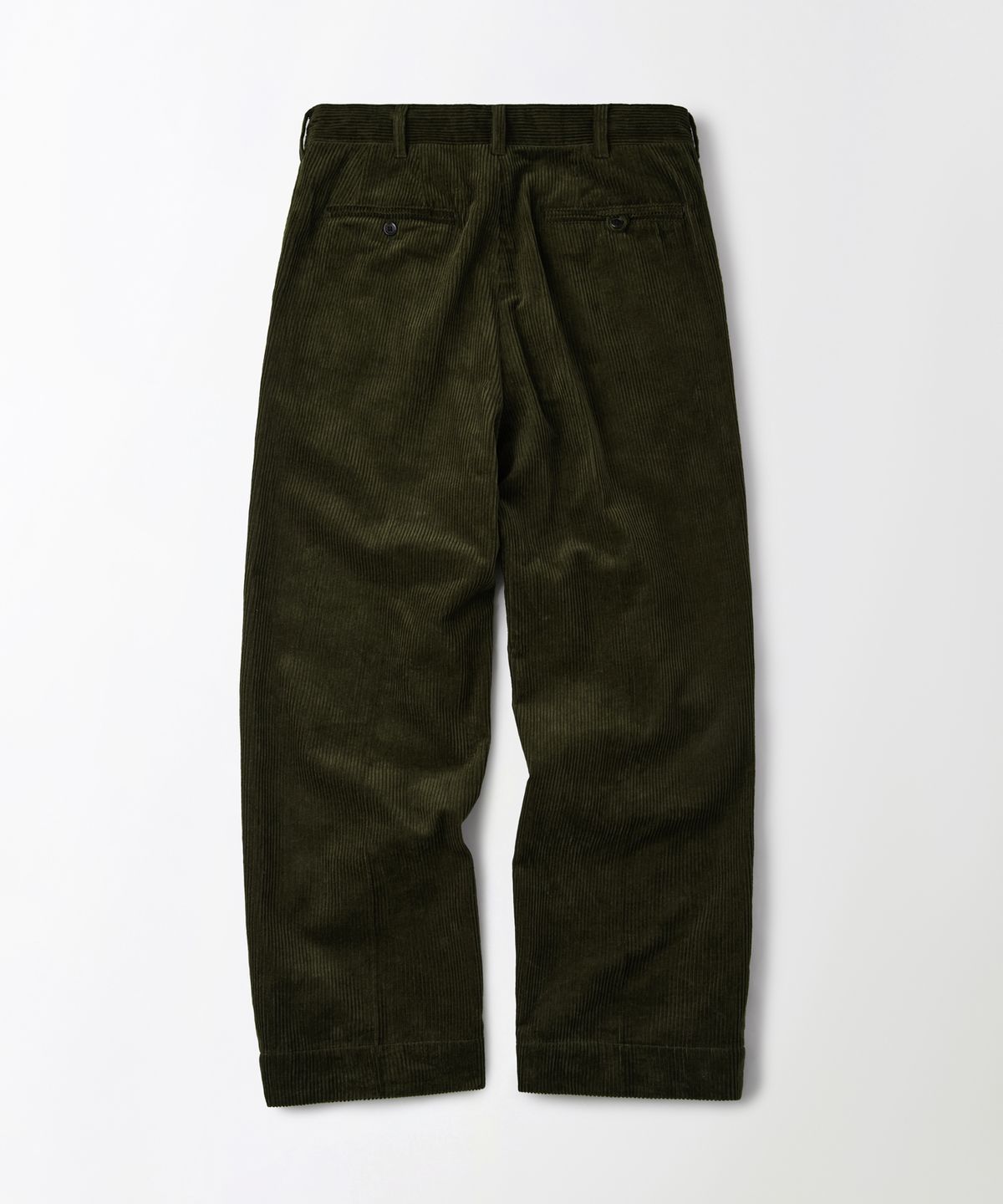 아웃스탠딩(OUTSTANDING) HIGH DENSITY CORDUROY DOUBLE PLEATED PANTS_D.OLIVE