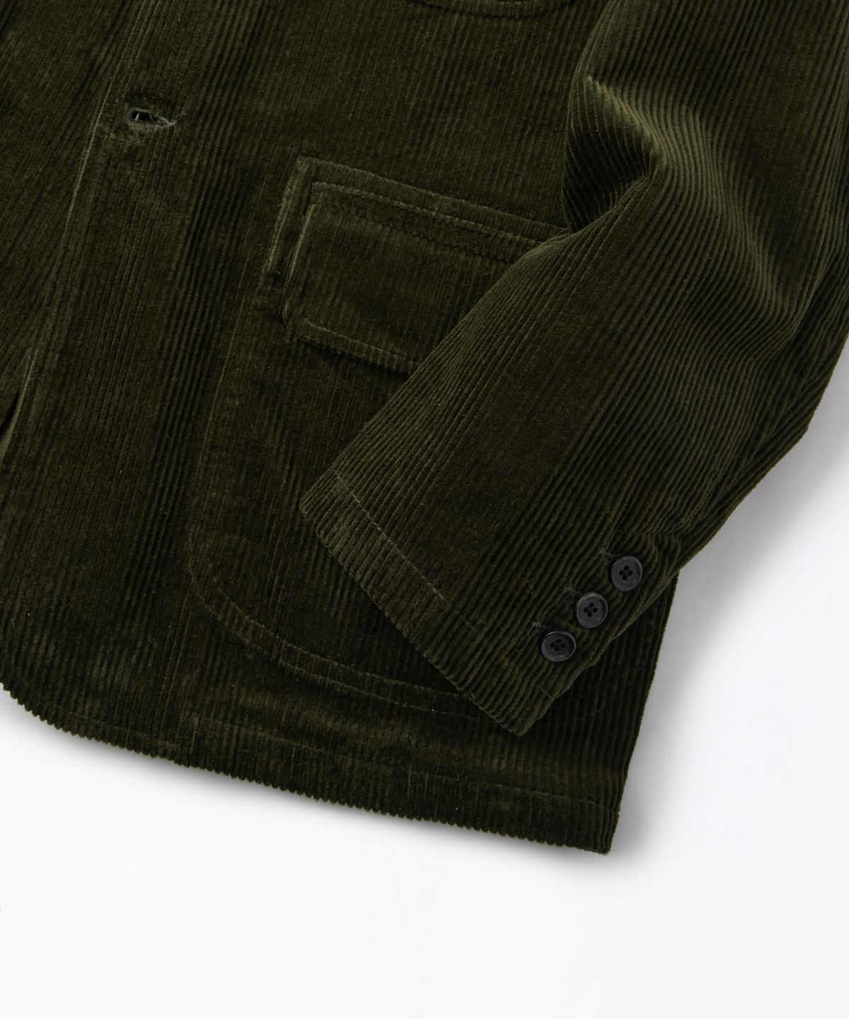 아웃스탠딩(OUTSTANDING) HIGH DENSITY CORDUROY CLASSIC 3-BUTTON JACKET_D.OLIVE
