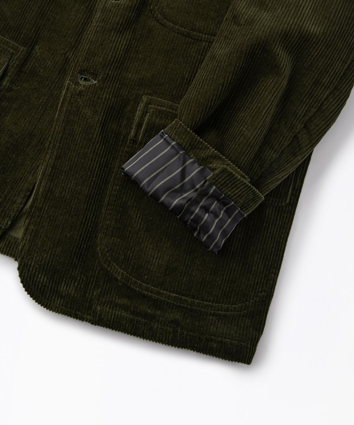 아웃스탠딩(OUTSTANDING) HIGH DENSITY CORDUROY CLASSIC 3-BUTTON JACKET_D.OLIVE